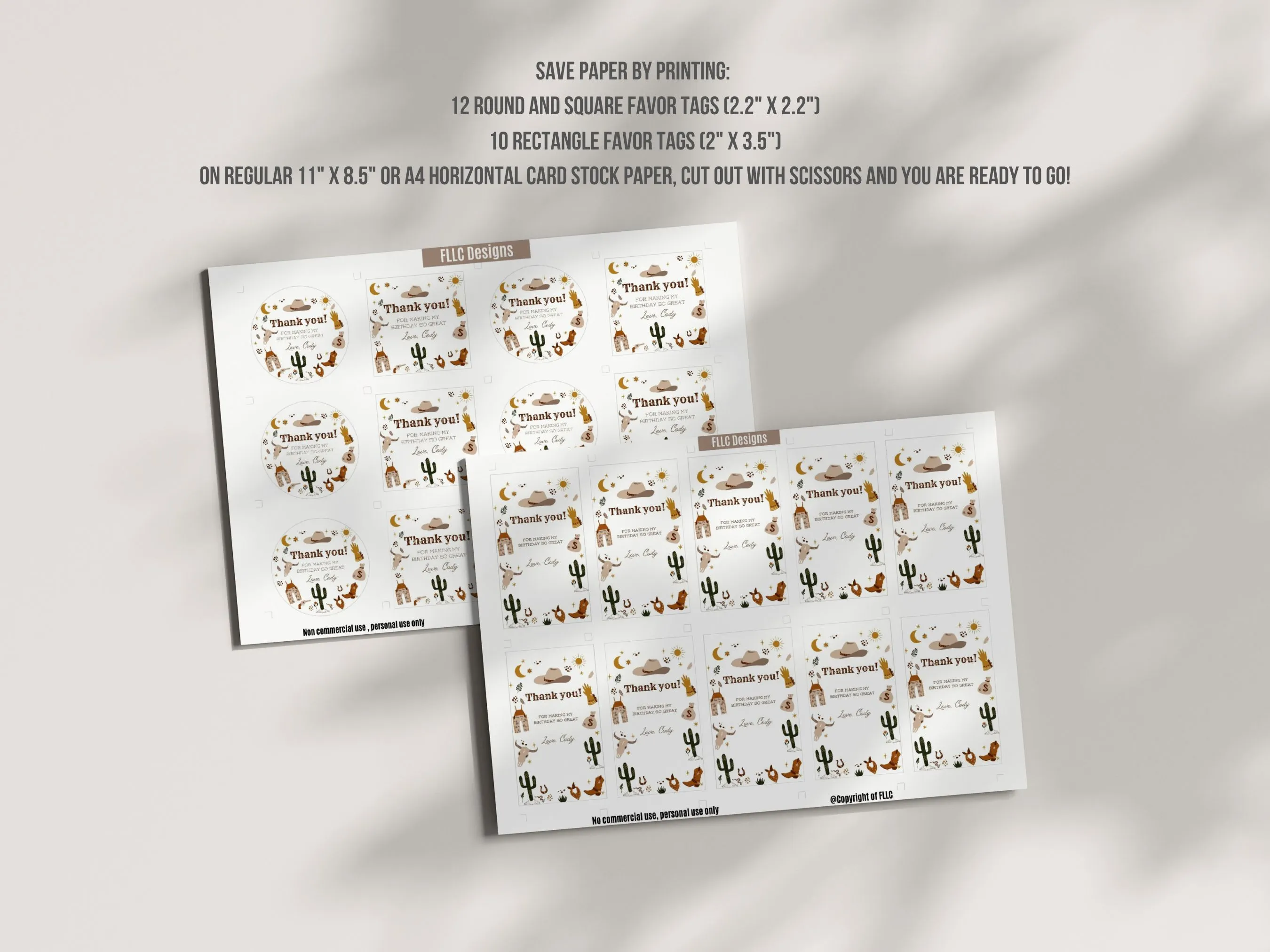 My First Rodeo Birthday Thank You Tags | Cowboy Western Gift Tags | Rodeo Party Favor Labels | Editable Canva Template | Digital Download
