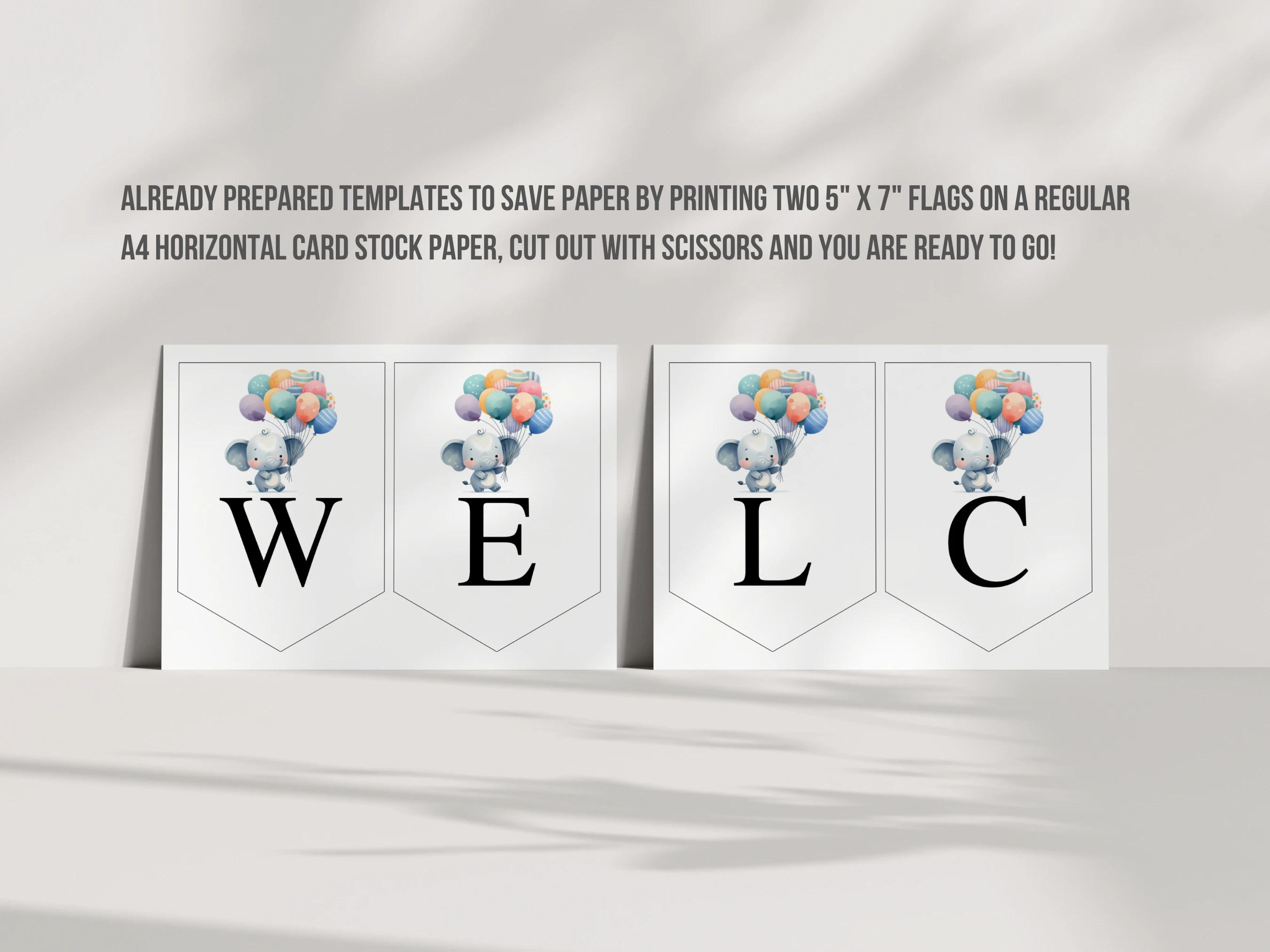 Elephant Baby Shower Wall Banner | Boho Little Peanut Baby Shower Welcome Garland | Editable Canva Template | Digital Download