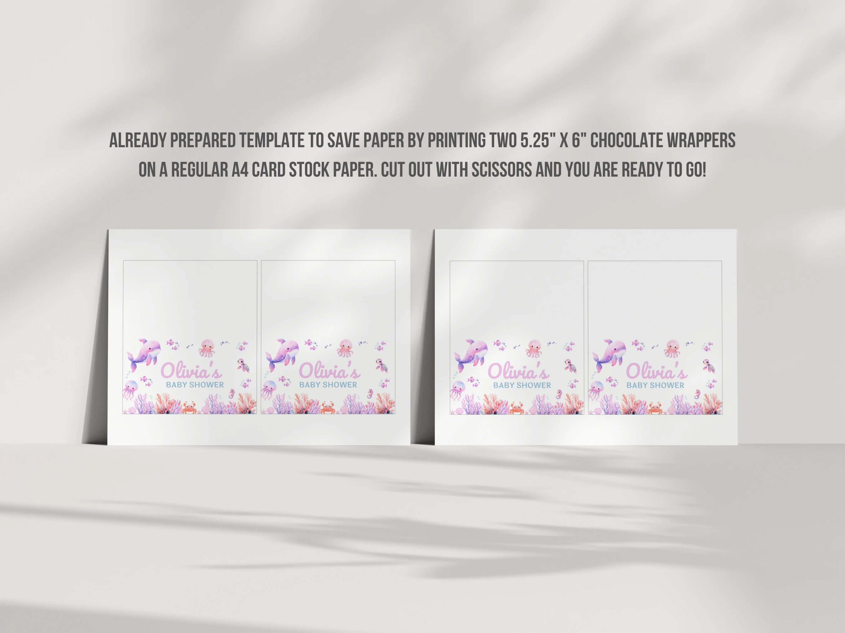 Under The Sea Baby Shower Chocolate Wrapper | Ocean Animals Candy Bar Label | Editable Canva Template | Digital Download