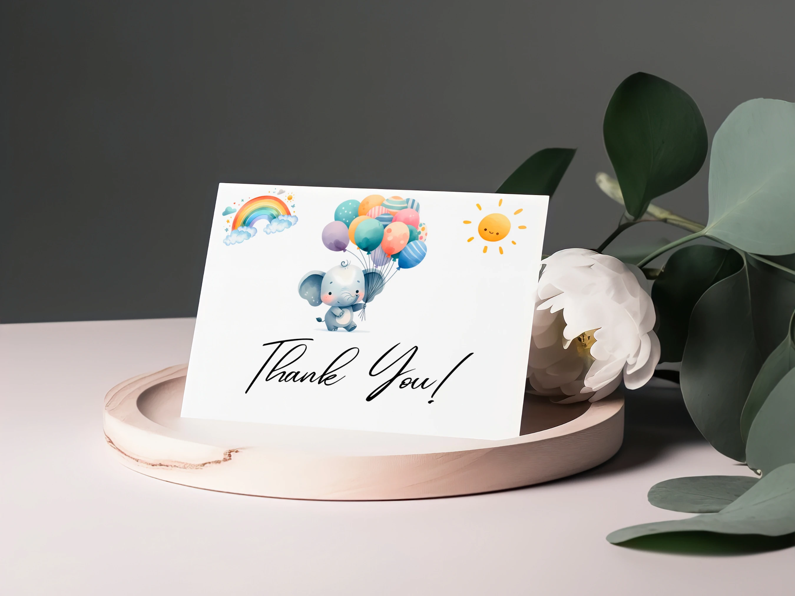 Elephant Baby Shower Thank You Card | Little Peanut Baby Shower Thank You Note | Editable Canva Template | Digital Download