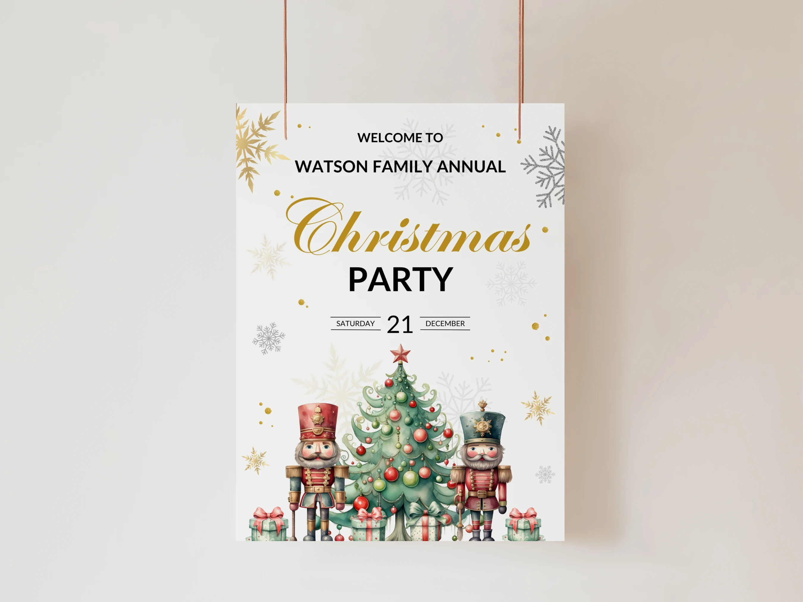Christmas Welcome Sign | Nutcracker Holiday Party Decor | Editable Canva Template | Digital Download