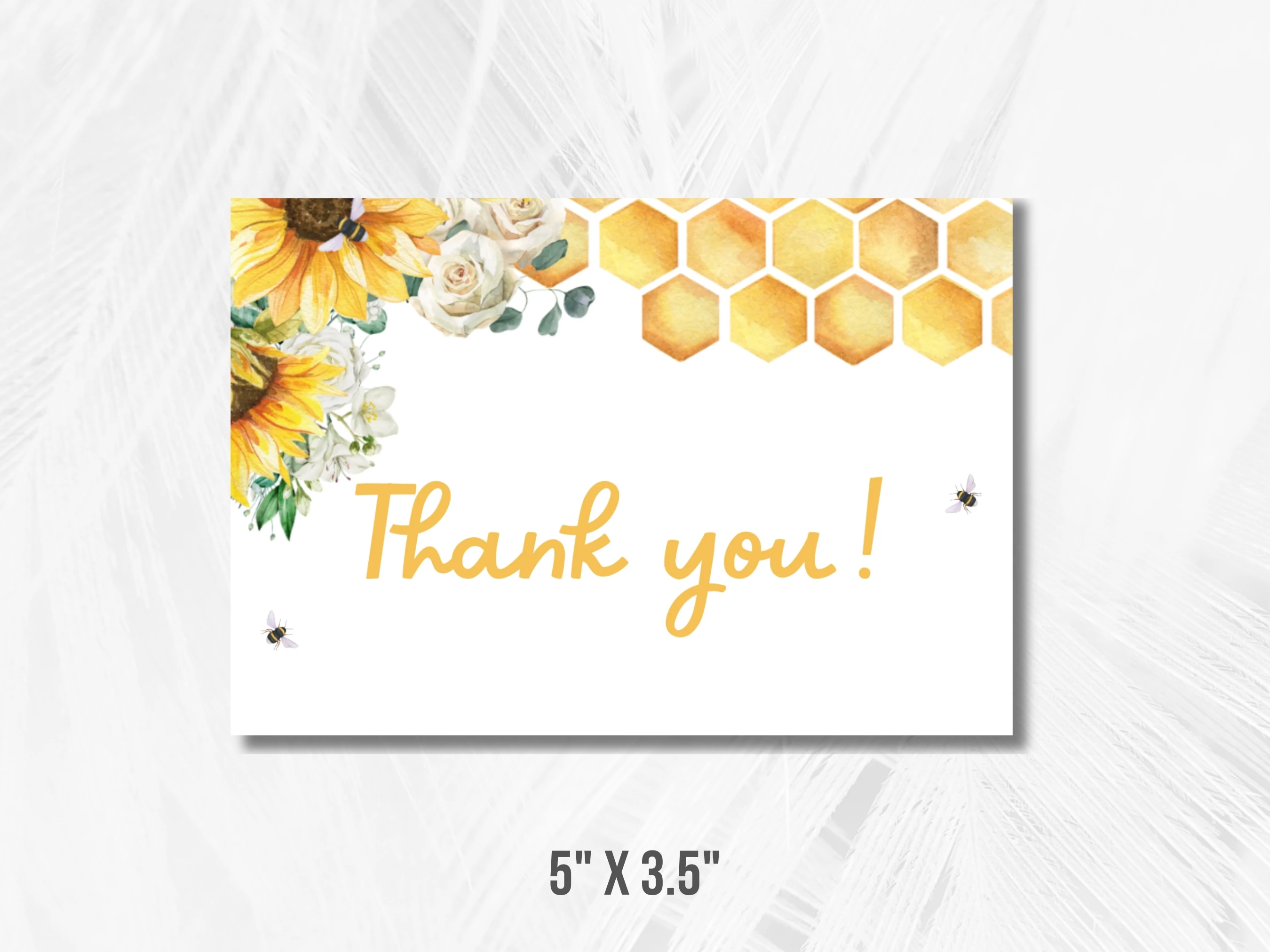 Bumble Bee Baby Shower Thank You Card | Sunflower Honey Bee Baby Shower Thank You Note | Editable Canva Template | Digital Download