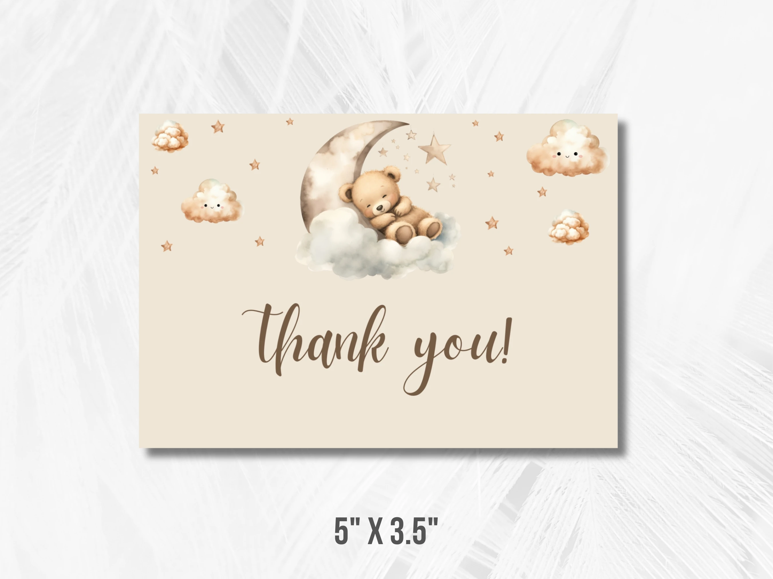 Teddy Bear Baby Shower Thank You Card | Over The Moon Baby Shower Thank You Note | Editable Canva Template | Digital Download