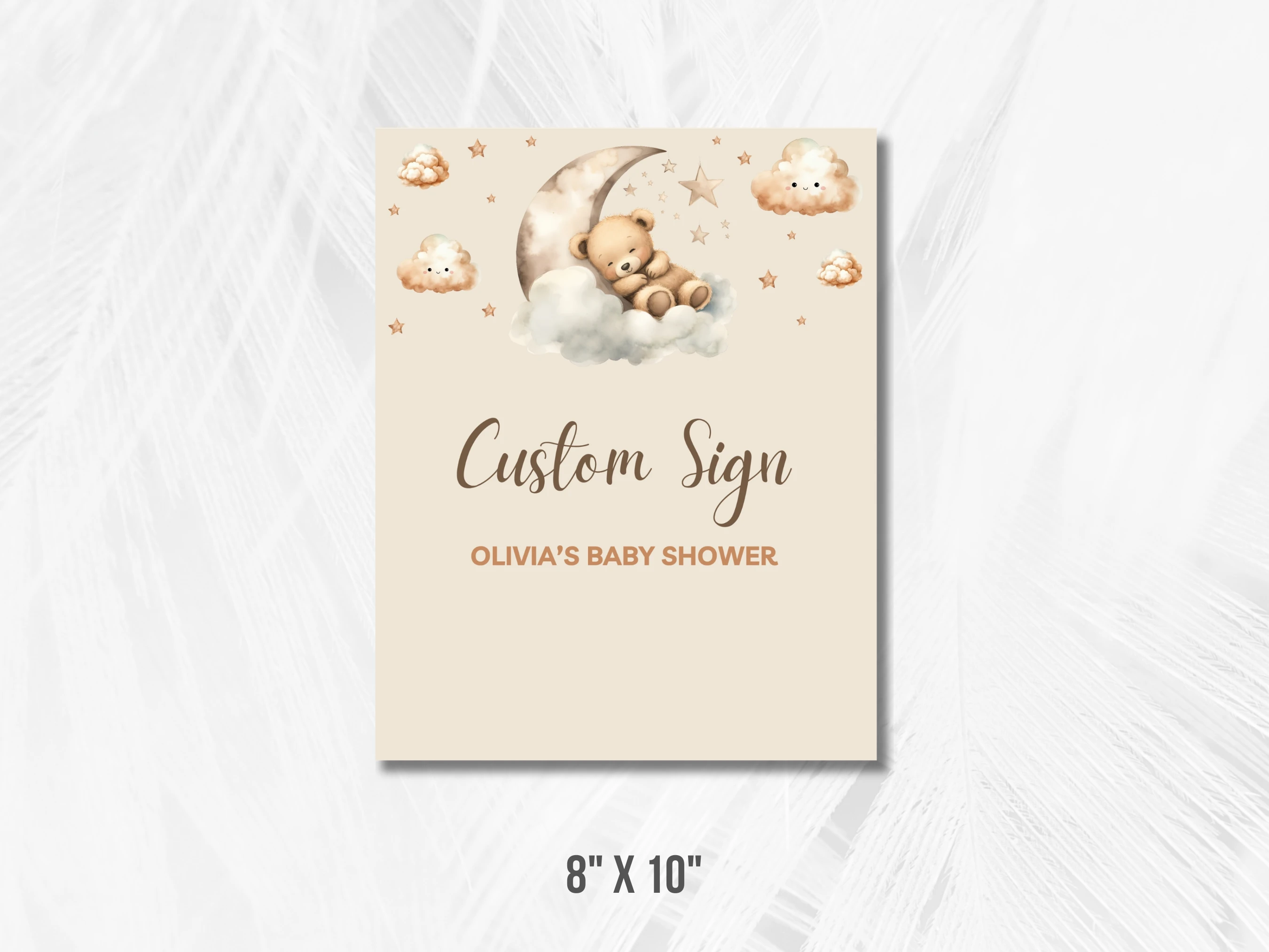 Sleeping Teddy Bear Baby Shower Table Sign | Over The Moon Late Night Diapers Sign | Pacifier Hunt Sign | Editable Canva Template | Digital Download