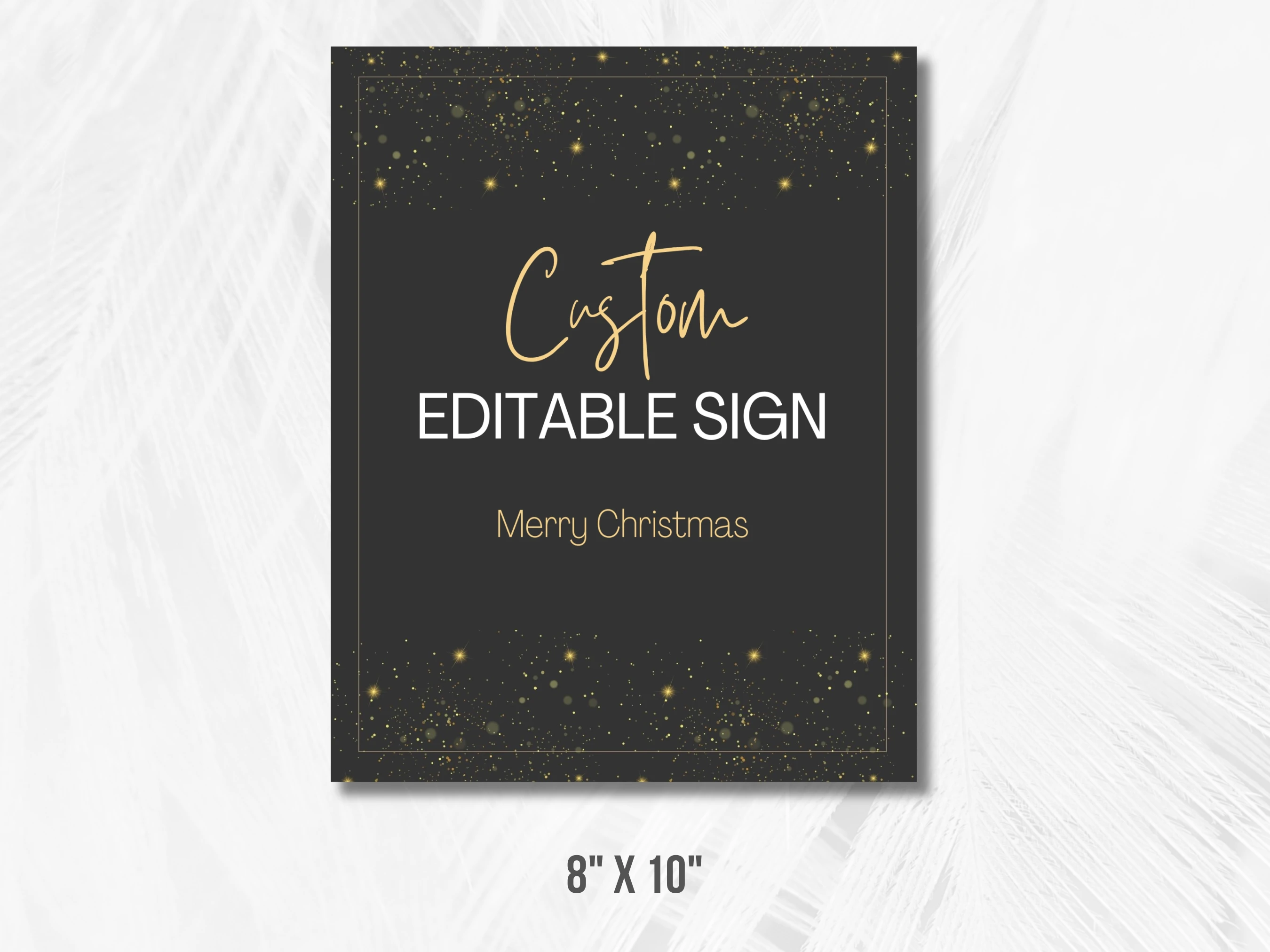 Elegant Black and Gold Christmas Table Sign | Custom Holiday Sign | Editable Canva Template | Digital Download