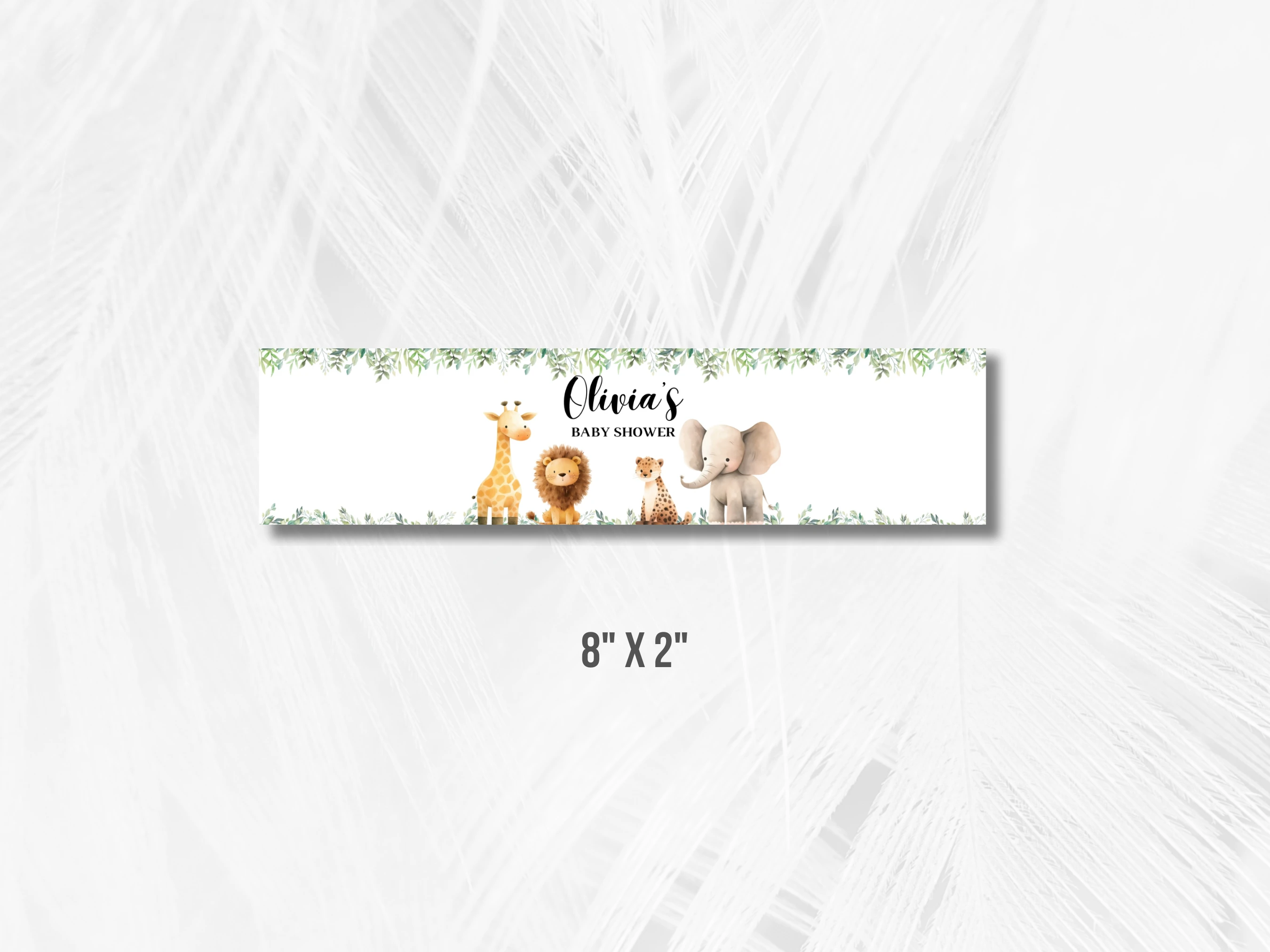 Safari Baby Shower Water Bottle Label | Jungle Animals Bottle Sticker | Editable Canva Template | Digital Download