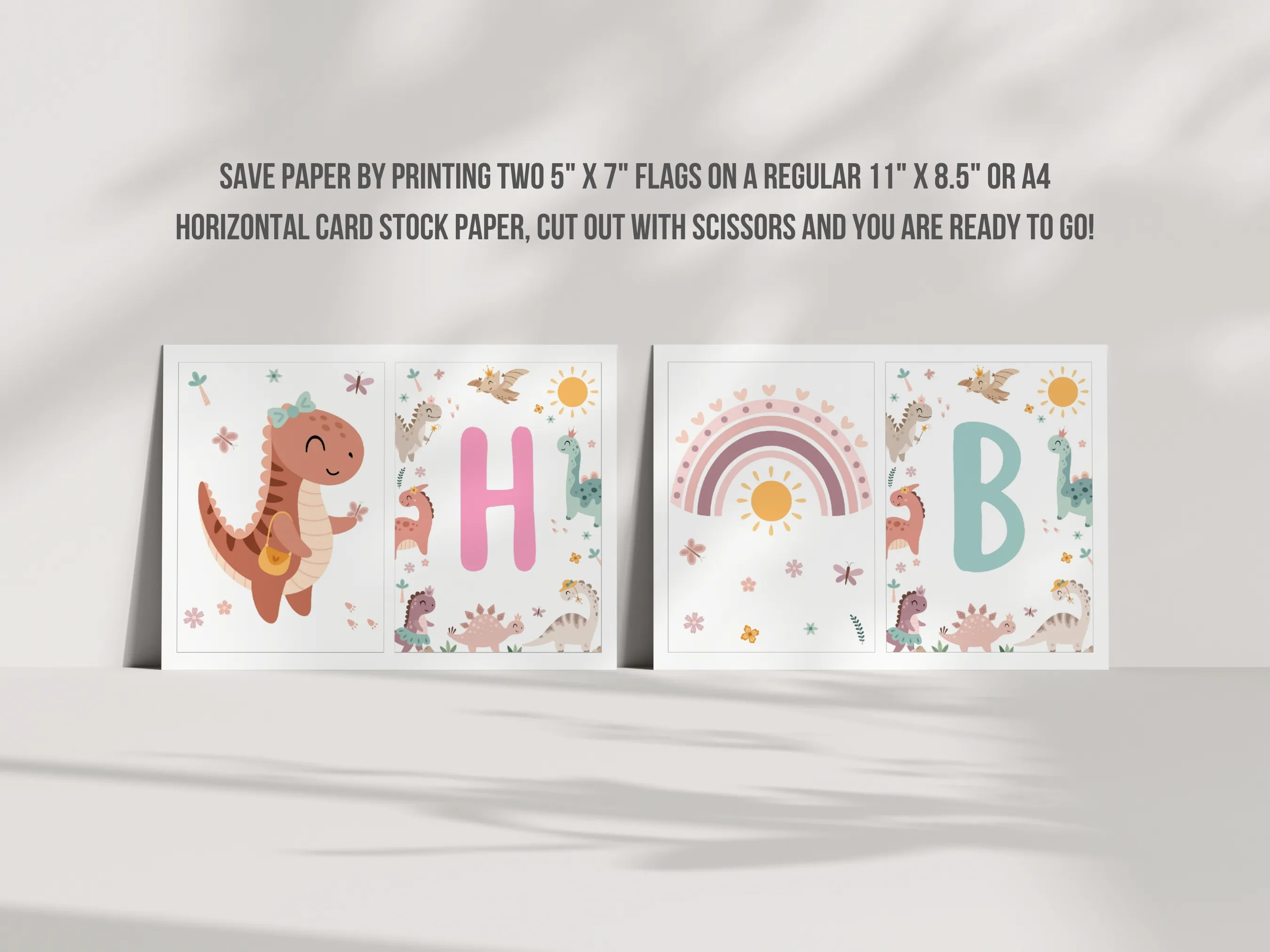 Baby Girl Dinosaur Happy Birthday Banner | Pink Dino Birthday Bunting | Dinosaur First Birthday Banner | Editable Canva Template | Digital Download