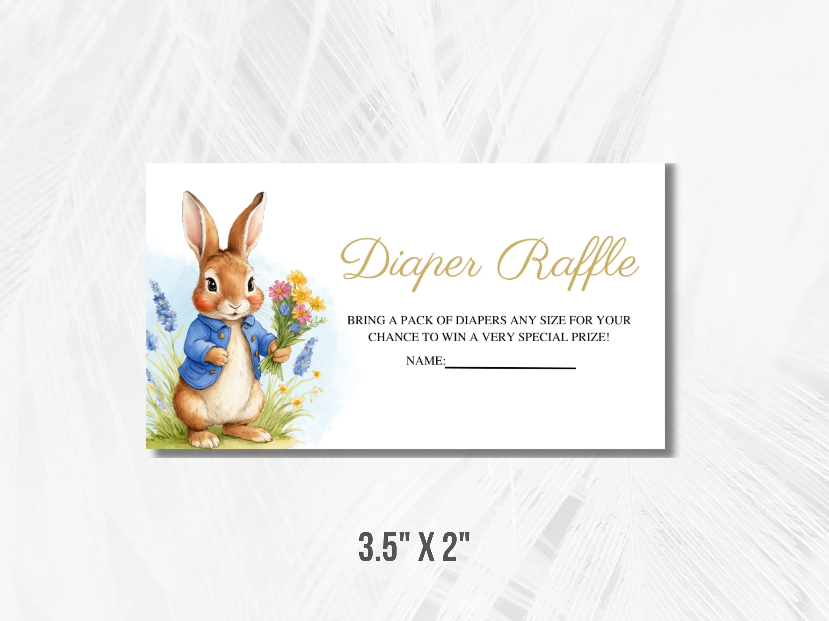 Peter Rabbit Baby Shower Diaper Raffle Card | Flopsy Bunny Books For Baby Card | Editable Canva Template | Digital Download