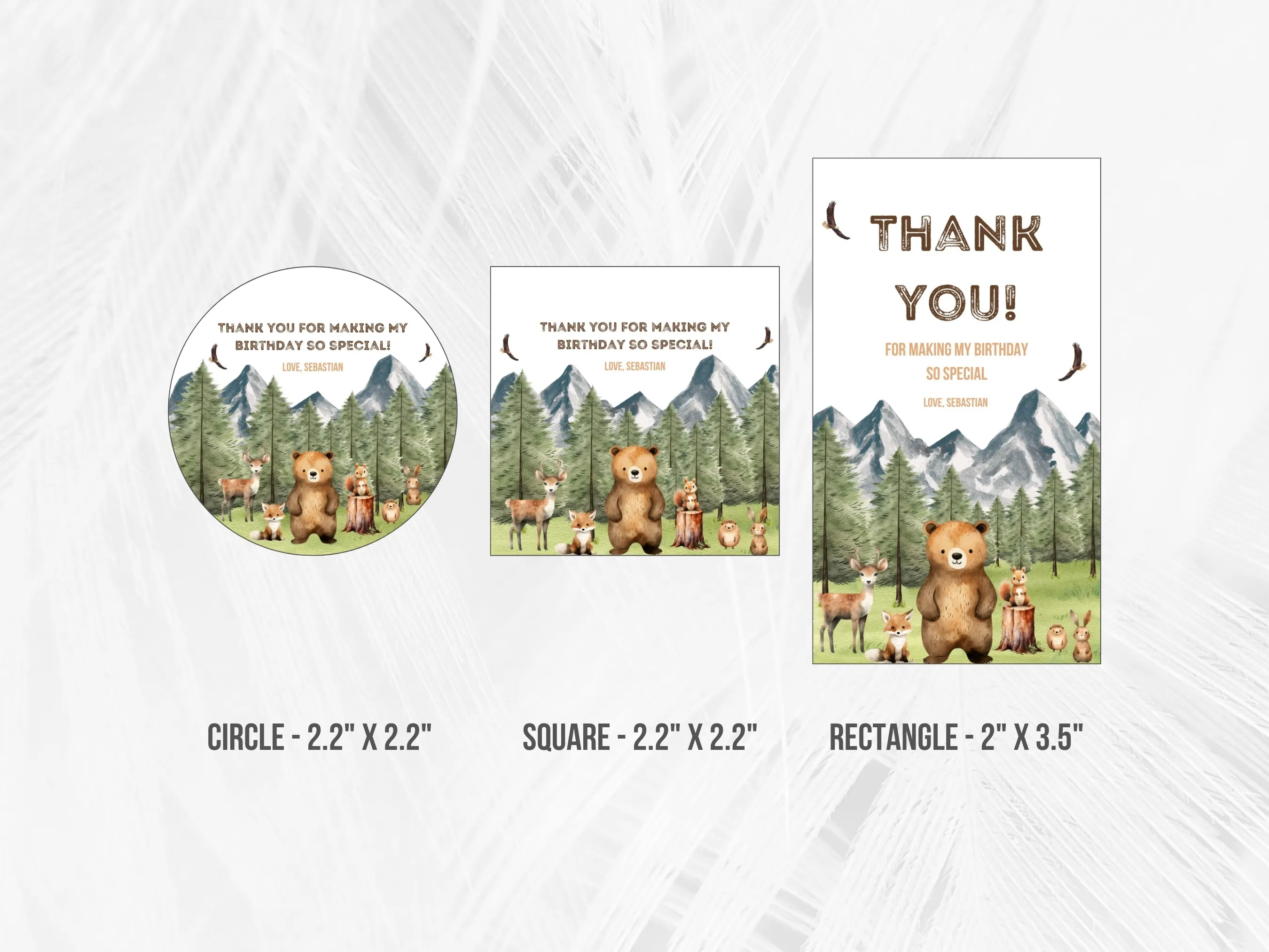 Woodland Birthday Gift Tags | Wild One Party Favor Labels | Forest Animals Thank You Tags | Editable Canva Template | Digital Download