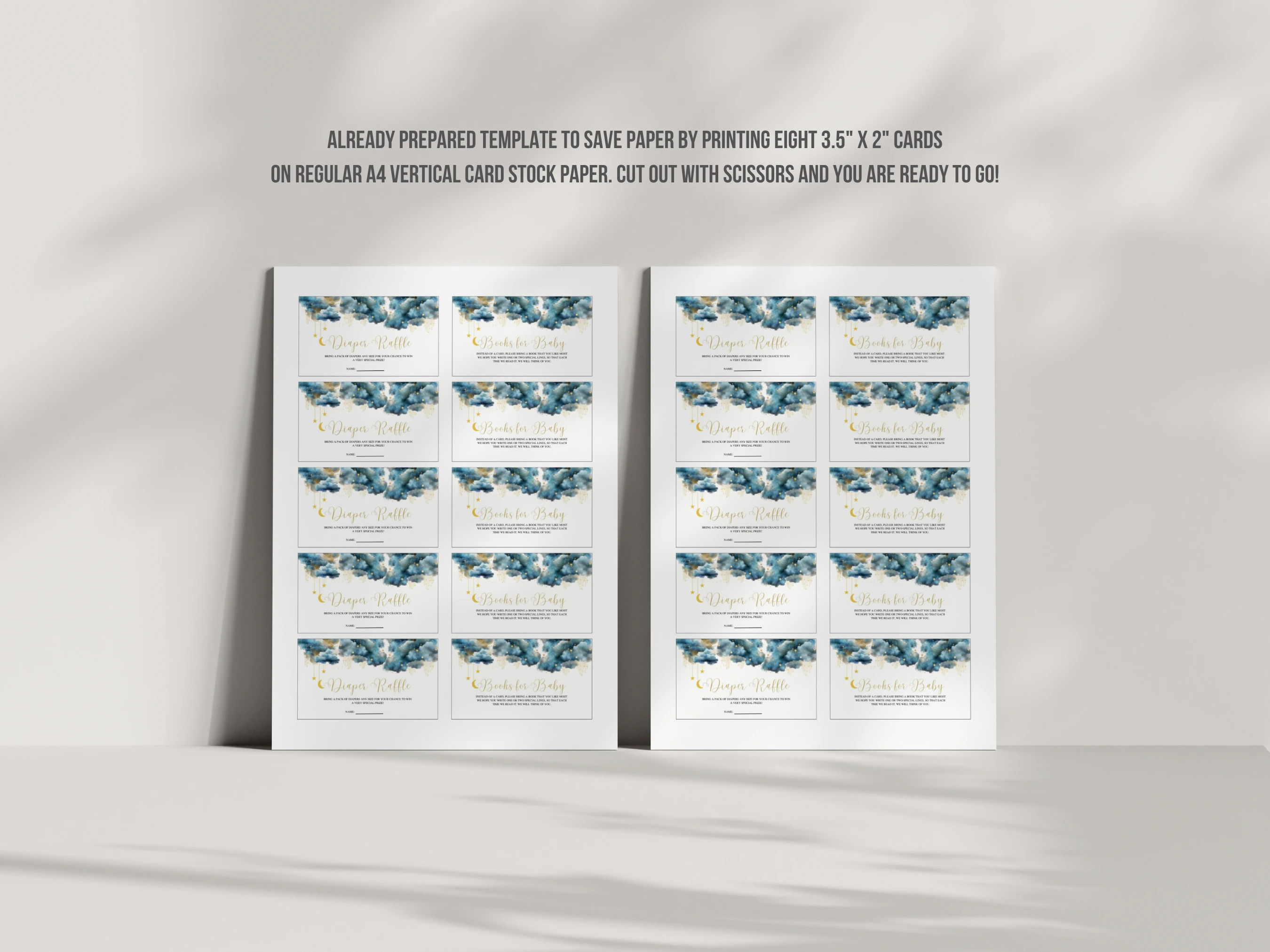 Twinkle Little Star Baby Shower Diaper Raffle Card | Over The Moon Books For Baby Card | Editable Canva Template | Digital Download