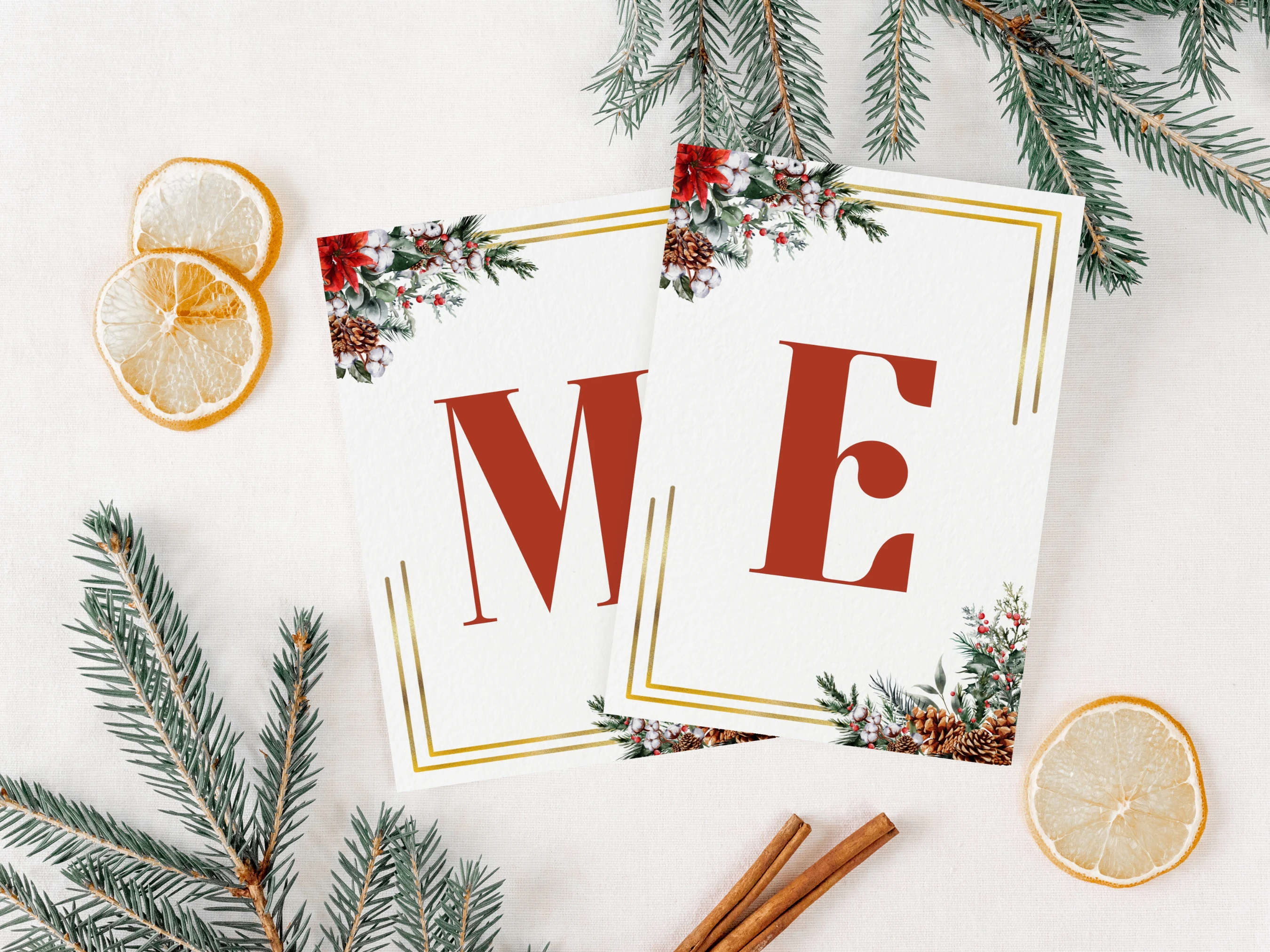 Printable Merry Christmas Banner Template | Festive Garland Decoration | Editable Canva Template | Digital Download