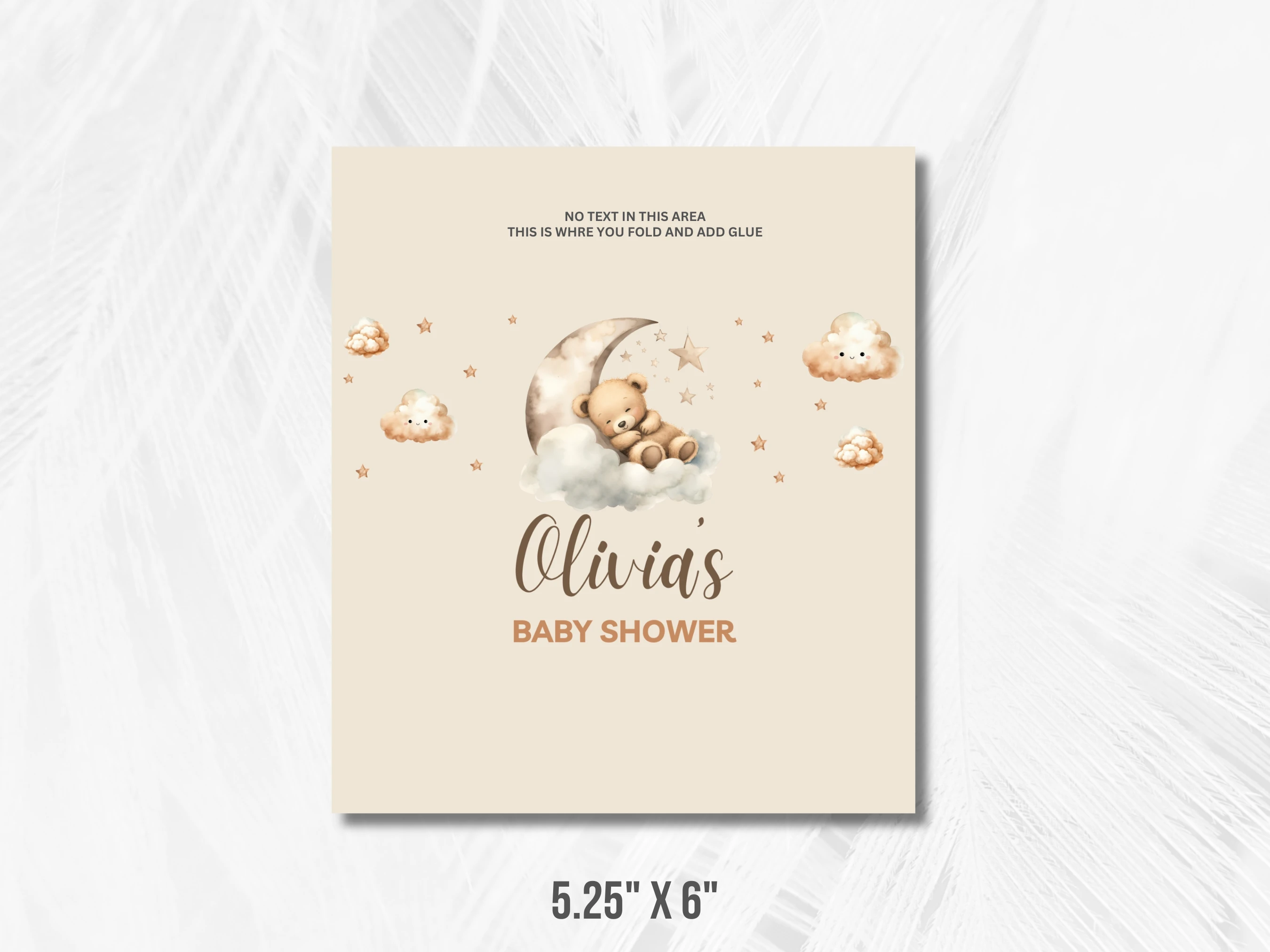 Sleeping Teddy Bear Baby Shower Chocolate Wrapper | Over The Moon Candy Bar Label | Editable Canva Template | Digital Download