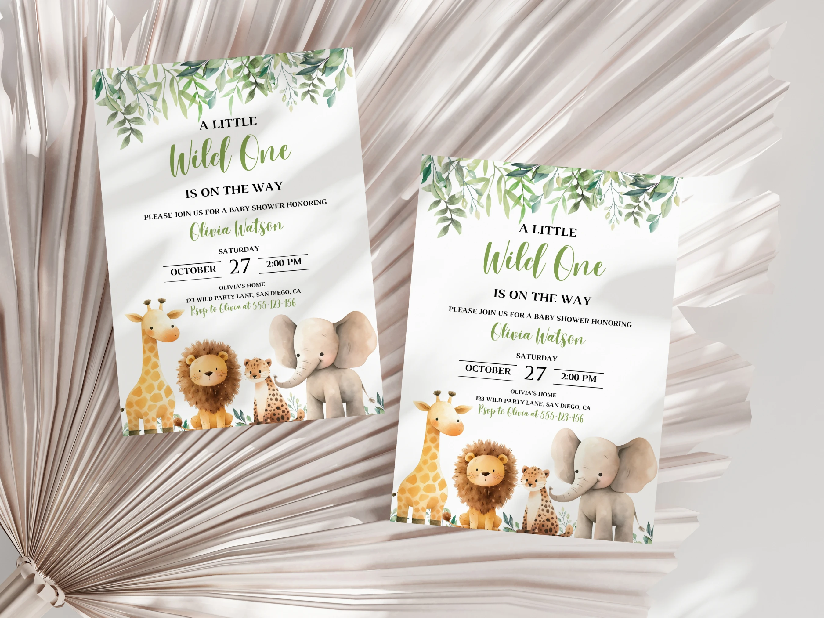 Safari Baby Shower Invitation | Jungle Theme Baby Shower Invite | Wild One Is On The Way Baby Shower Party | Editable Canva Template | Digital Download