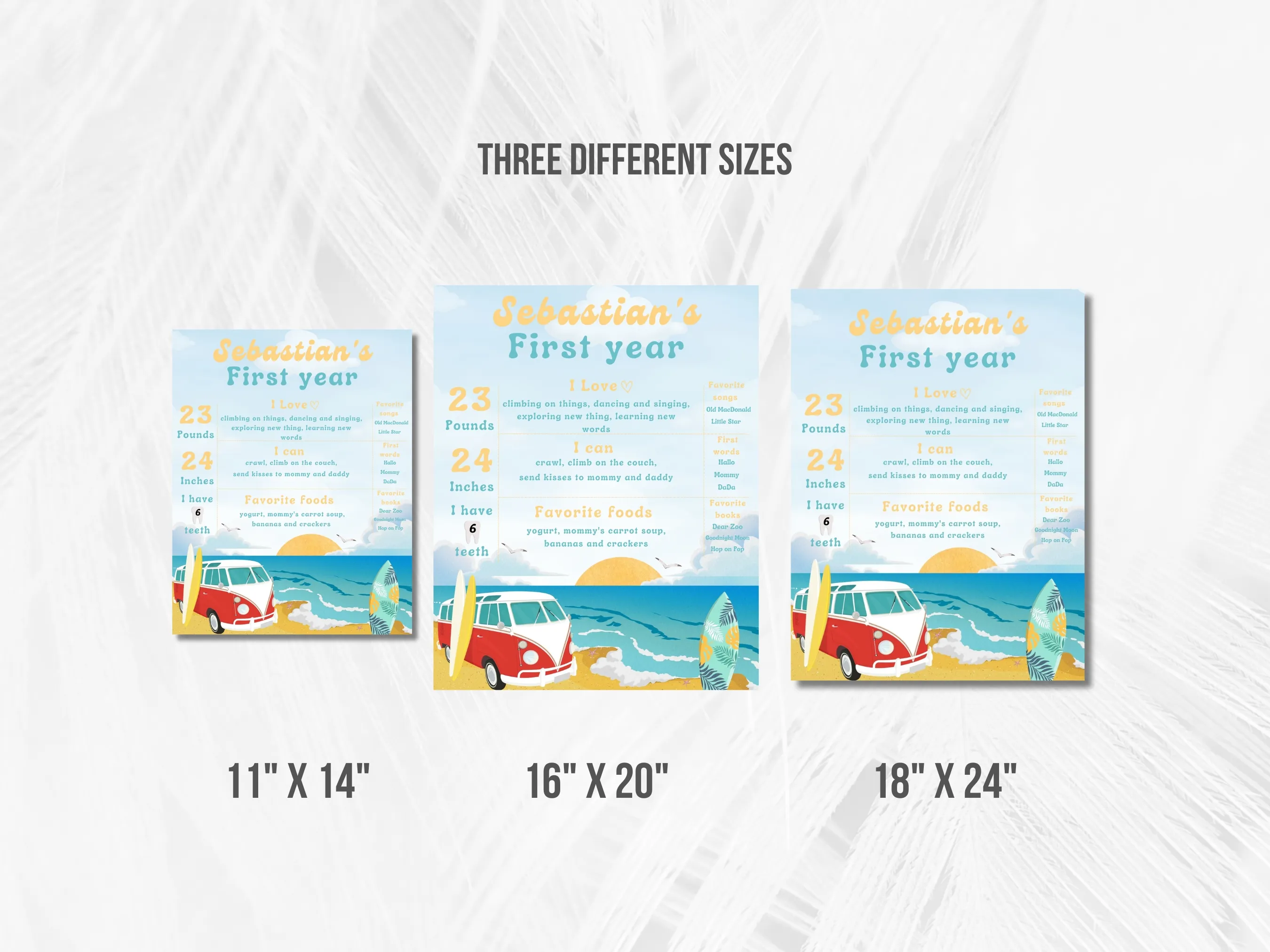 Surf Milestone Board | The Big One Milestone Poster | Beach Party Baby Milestone Sign | 1st Birthday Party | Editable Canva Template | Digital Download