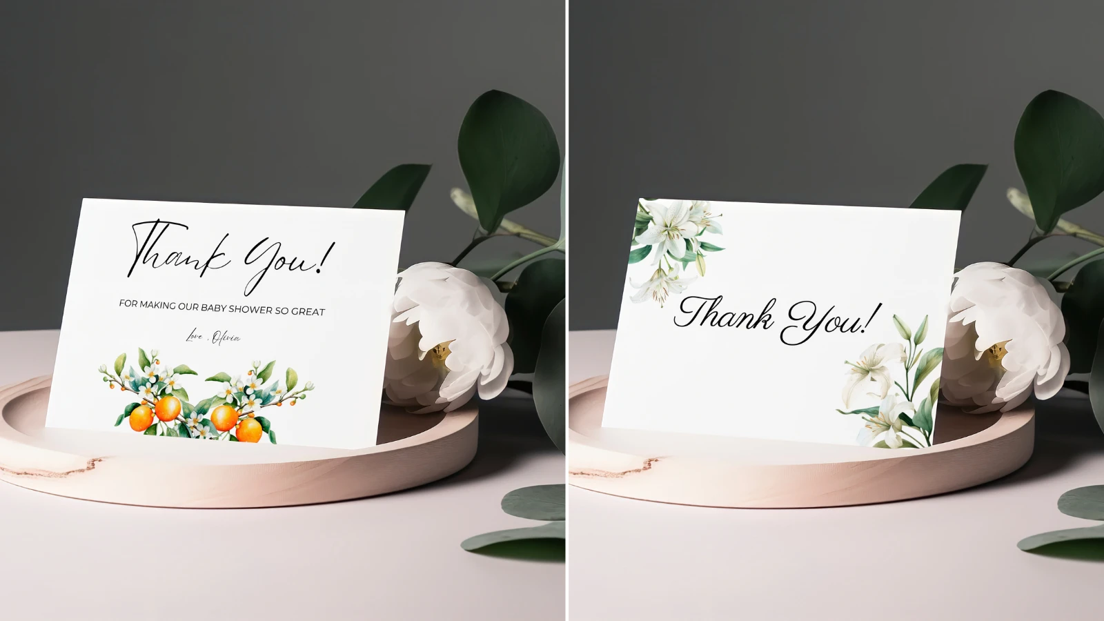 Printable baby shower thank you cards editable in Canva for guests after the celebration – fllcdesigns
