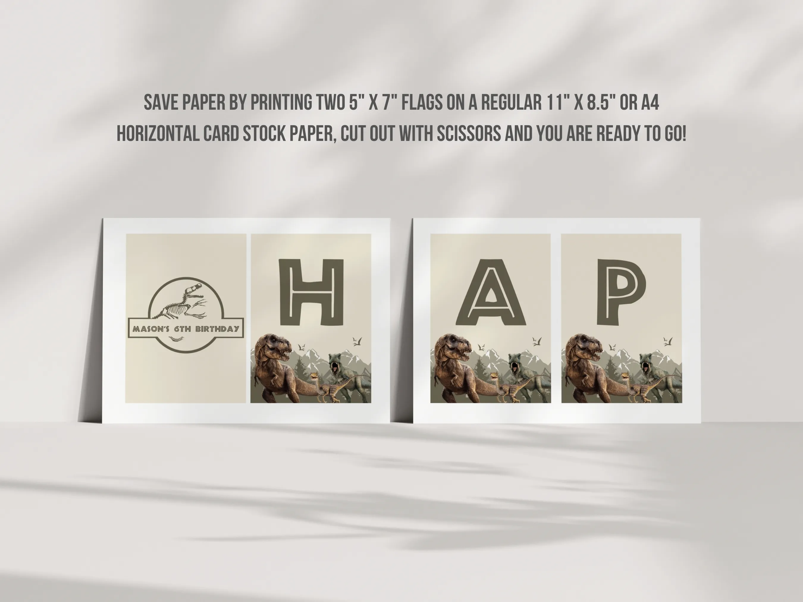 Dinosaur Happy Birthday Banner | Jurassic Party Custom Banner | T-Rex Birthday Banner | Editable Canva Template | Digital Download