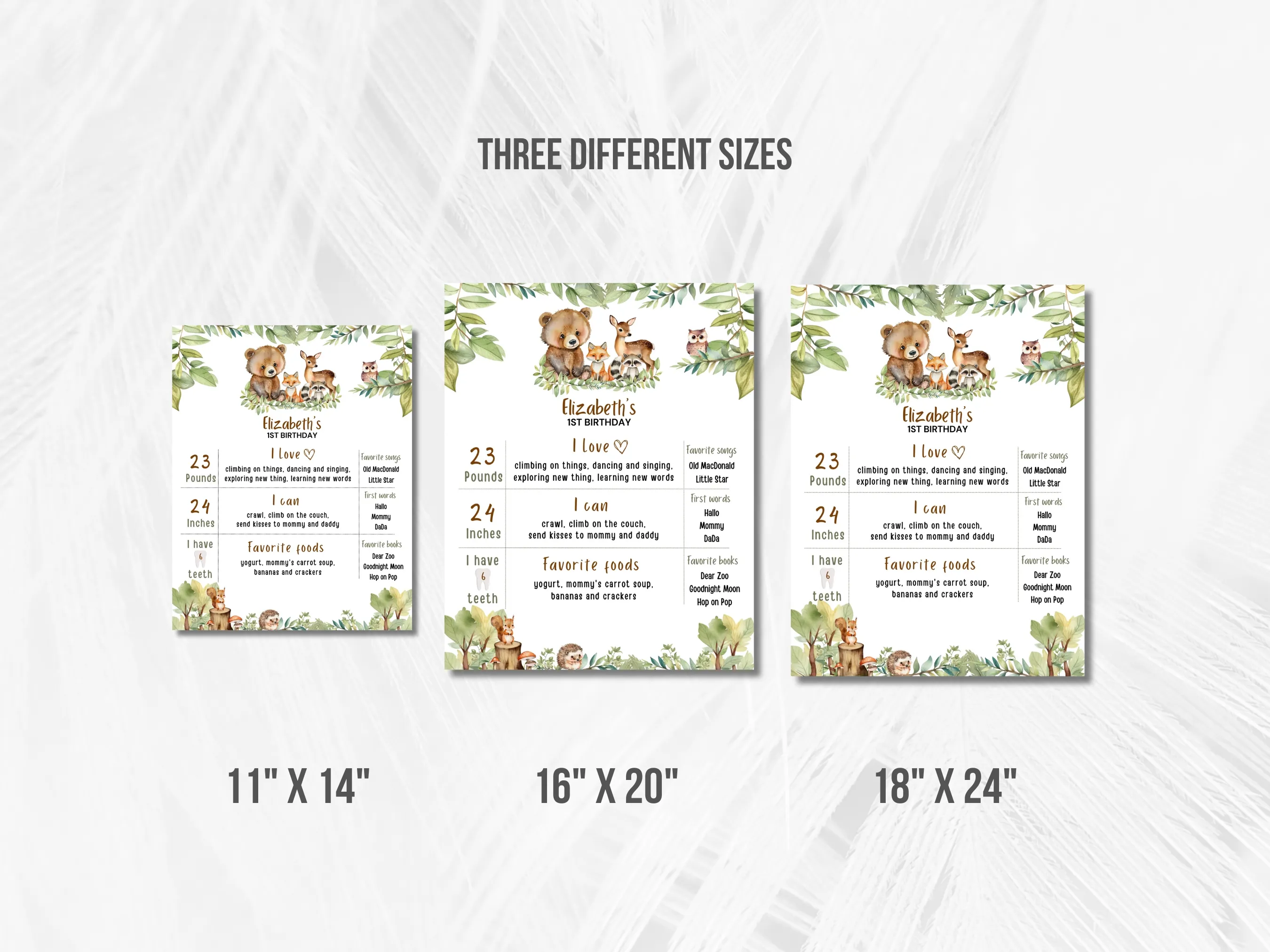 Forest Animals Milestone Board | Woodland Milestone Poster | Wild One Baby Milestone Sign | 1st Birthday Party | Editable Canva Template | Digital Download