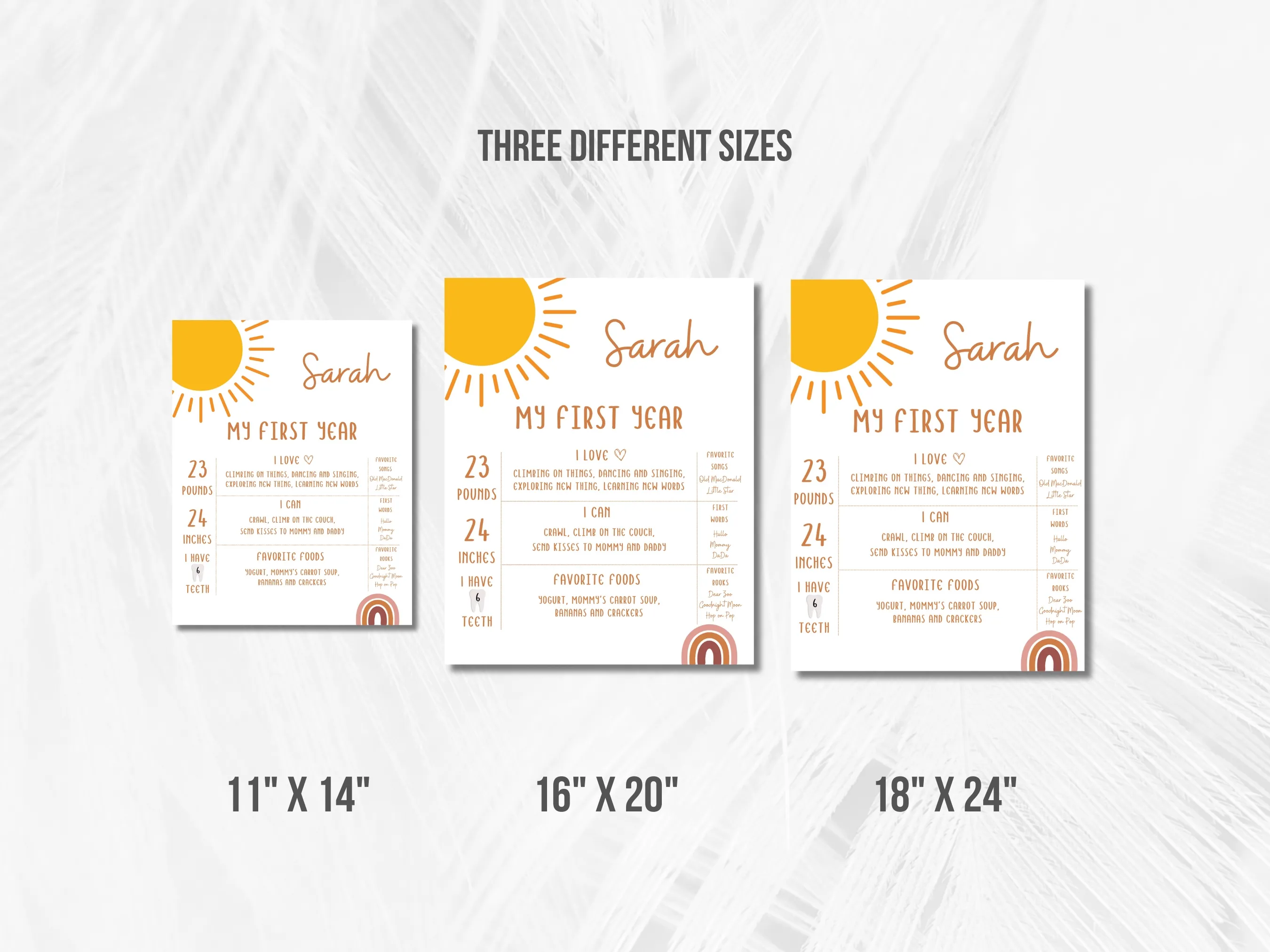 Sunshine Birthday Milestone Board | First Trip Around The Sun Milestone Poster | Boho Baby Milestone Sign | 1st Birthday Party | Editable Canva Template | Digital Download