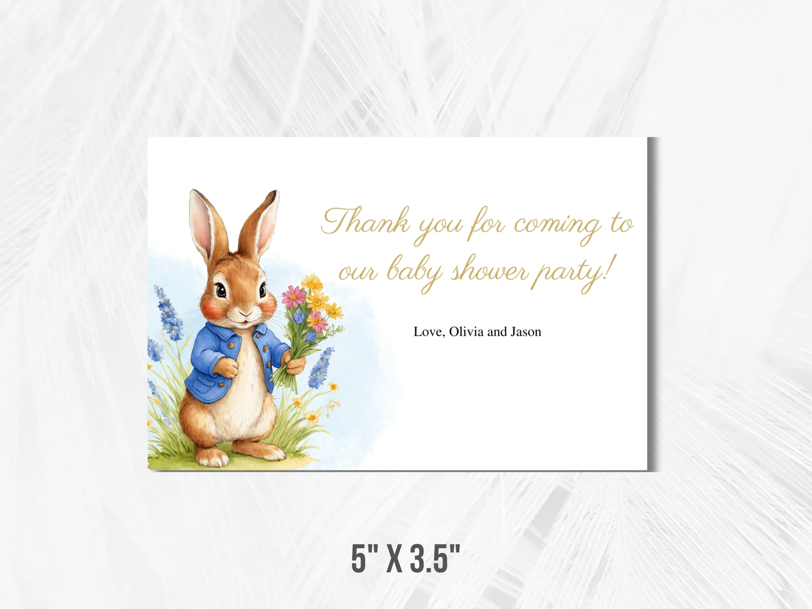 Peter Rabbit Baby Shower Thank You Card | Flopsy Bunny Baby Shower Thank You Note | Editable Canva Template | Digital Download