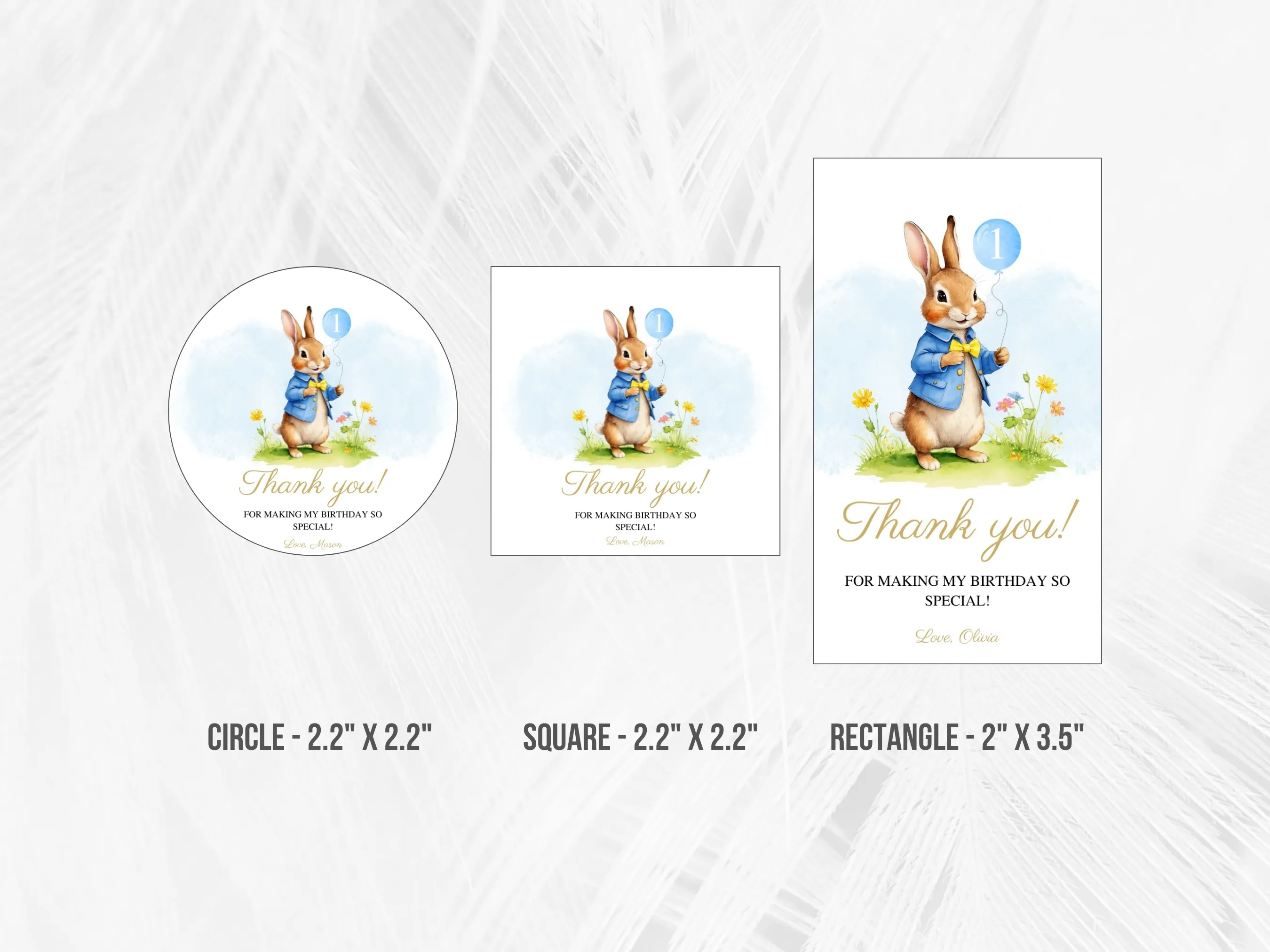 Peter Rabbit Birthday Gift Tags | Flopsy Bunny Thank You Tags | Bunny Party Favor Labels | Editable Canva Template | Digital Download