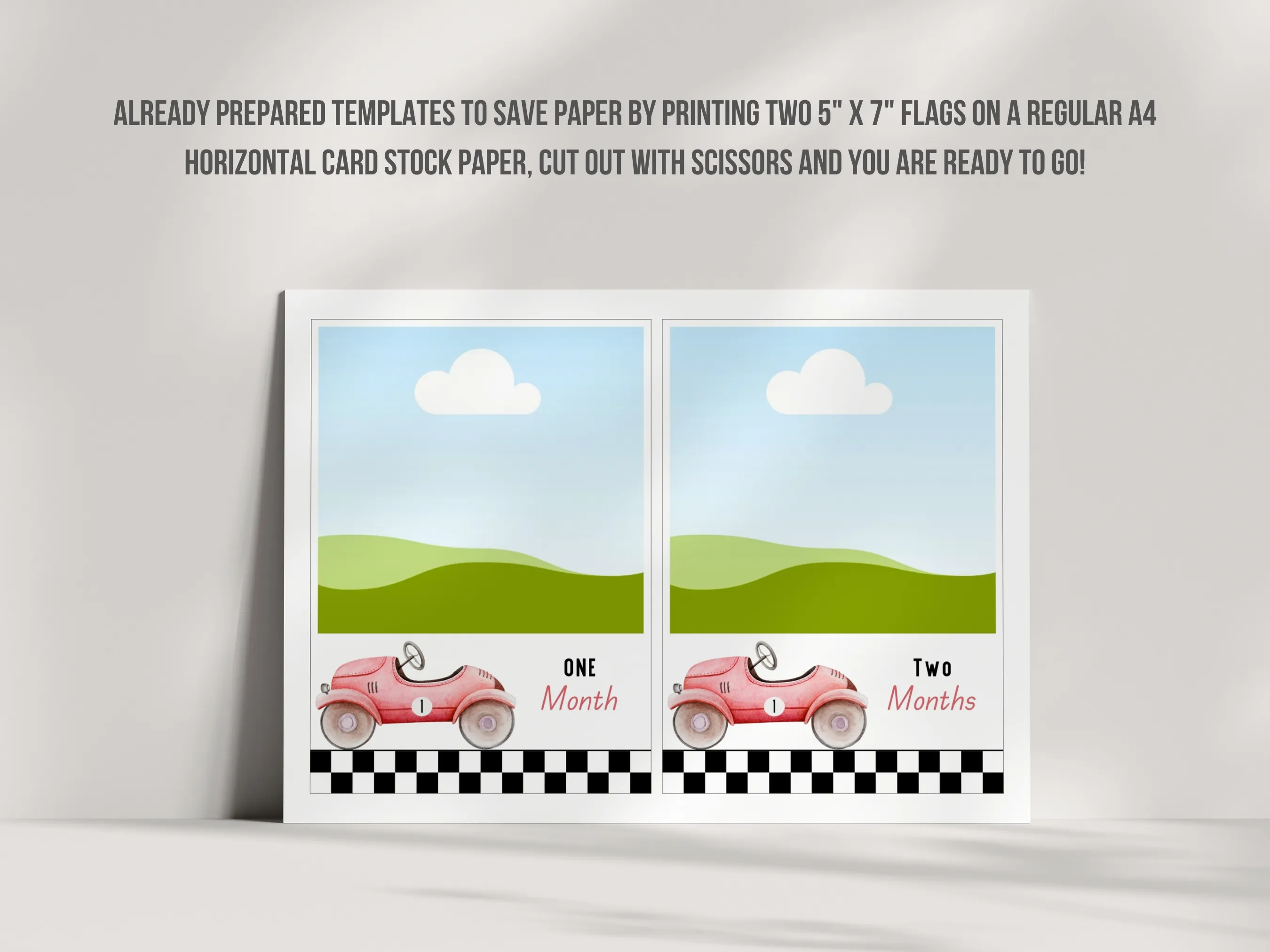 Fast One Birthday Photo Banner | Red Race Car Birthday Milestone Banner | Editable Canva Template | Digital Download