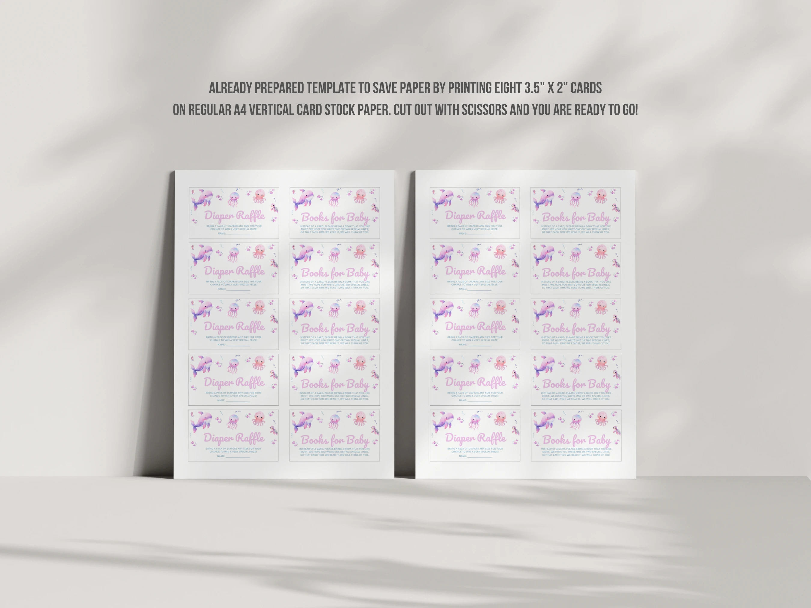 Under The Sea Baby Shower Diaper Raffle Card | Ocean Books For Baby Card | Editable Canva Template | Digital Download