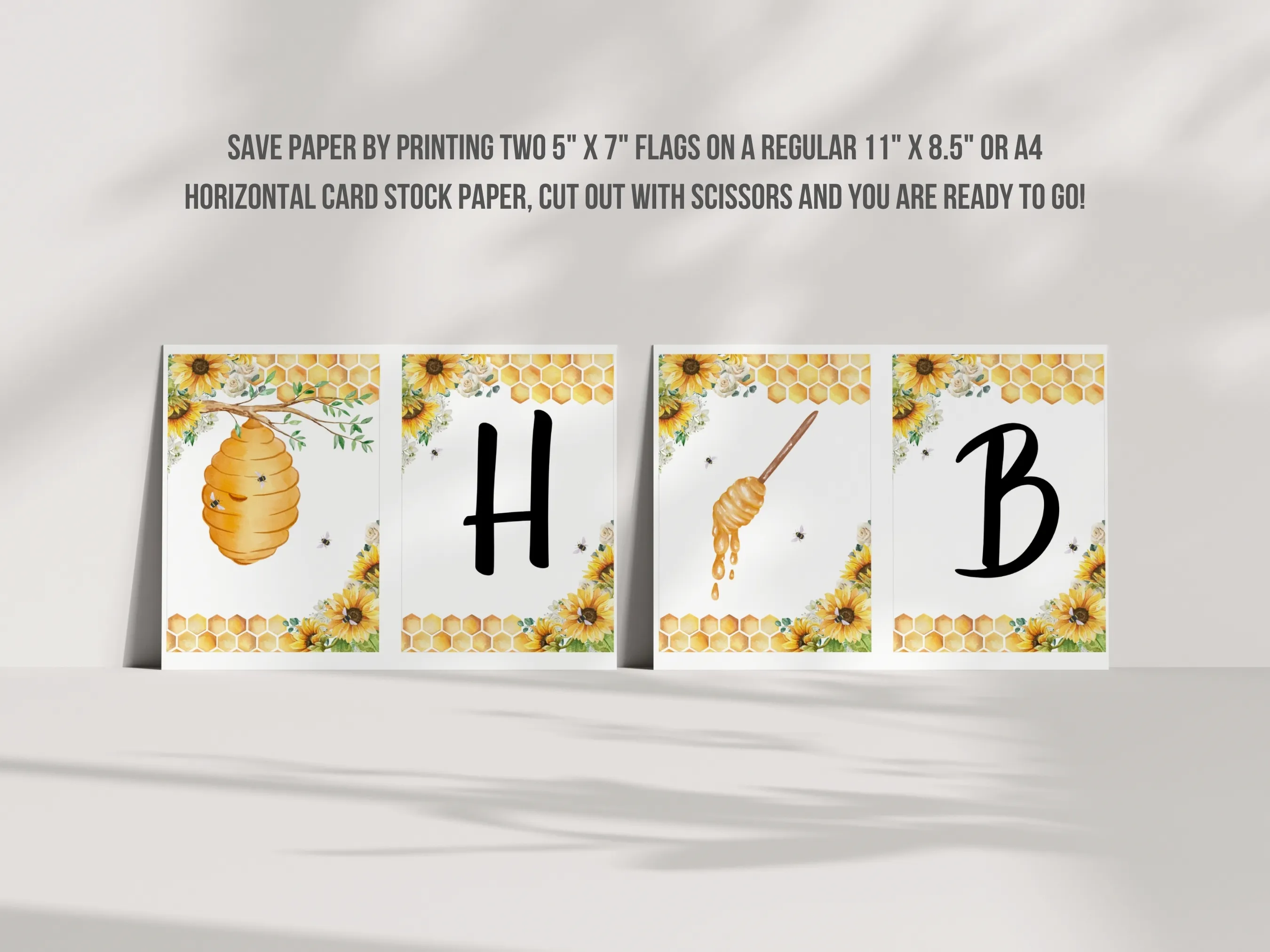 First Bee Day Birthday Banner | Sunflower Bumble Bee Birthday Bunting | Bee 1st Birthday Banner | Editable Canva Template | Digital Download