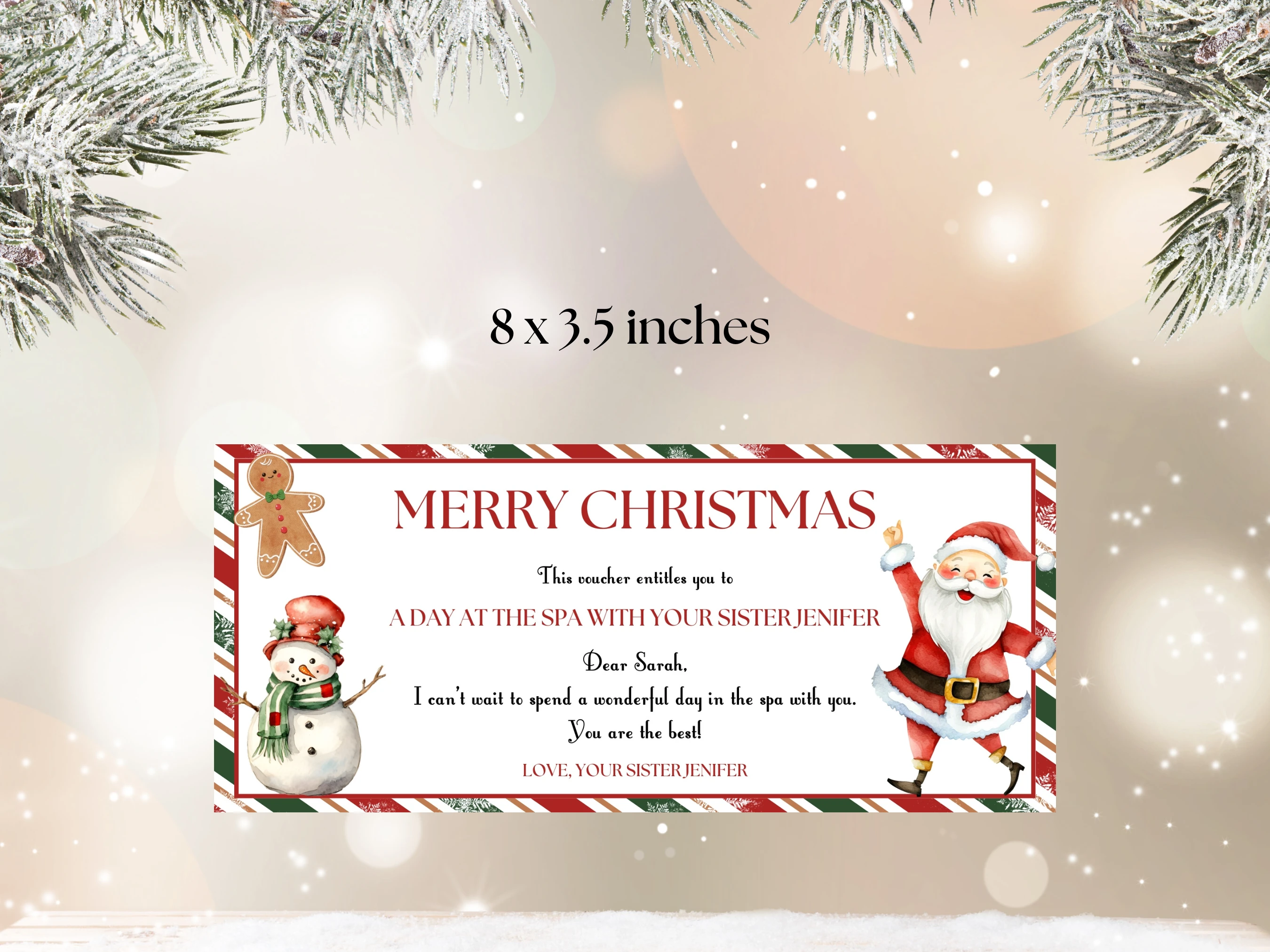 Christmas Gift Voucher Template | Santa & Snowman Holiday Gift Certificate | Editable Canva Template | Digital Download