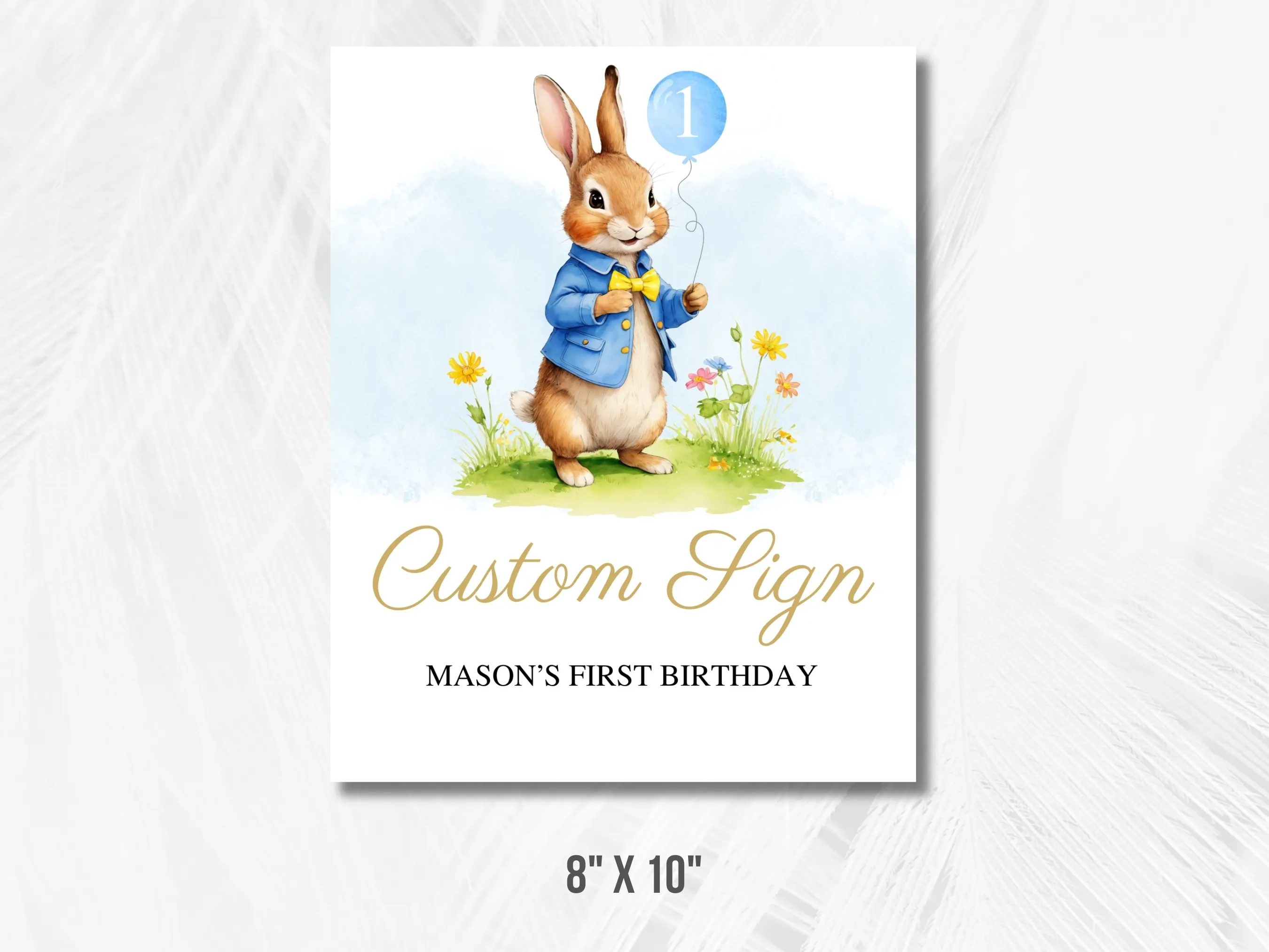 Peter Rabbit Custom Birthday Sign | Peter Rabbit Party Cards & Gifts Sign | Flopsy Bunny Dessert Table Sign | Editable Canva Template | Digital Download