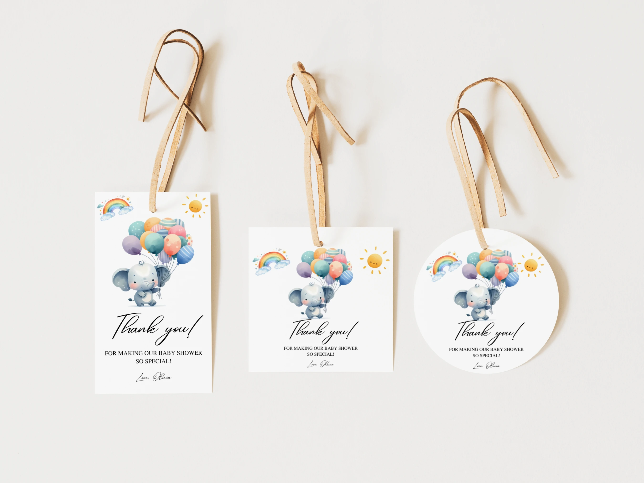 elephant baby shower thank you tags little peanut balloon favor tags canva template digital download, little peanut elephant baby shower favor tags balloon thank you tags canva template