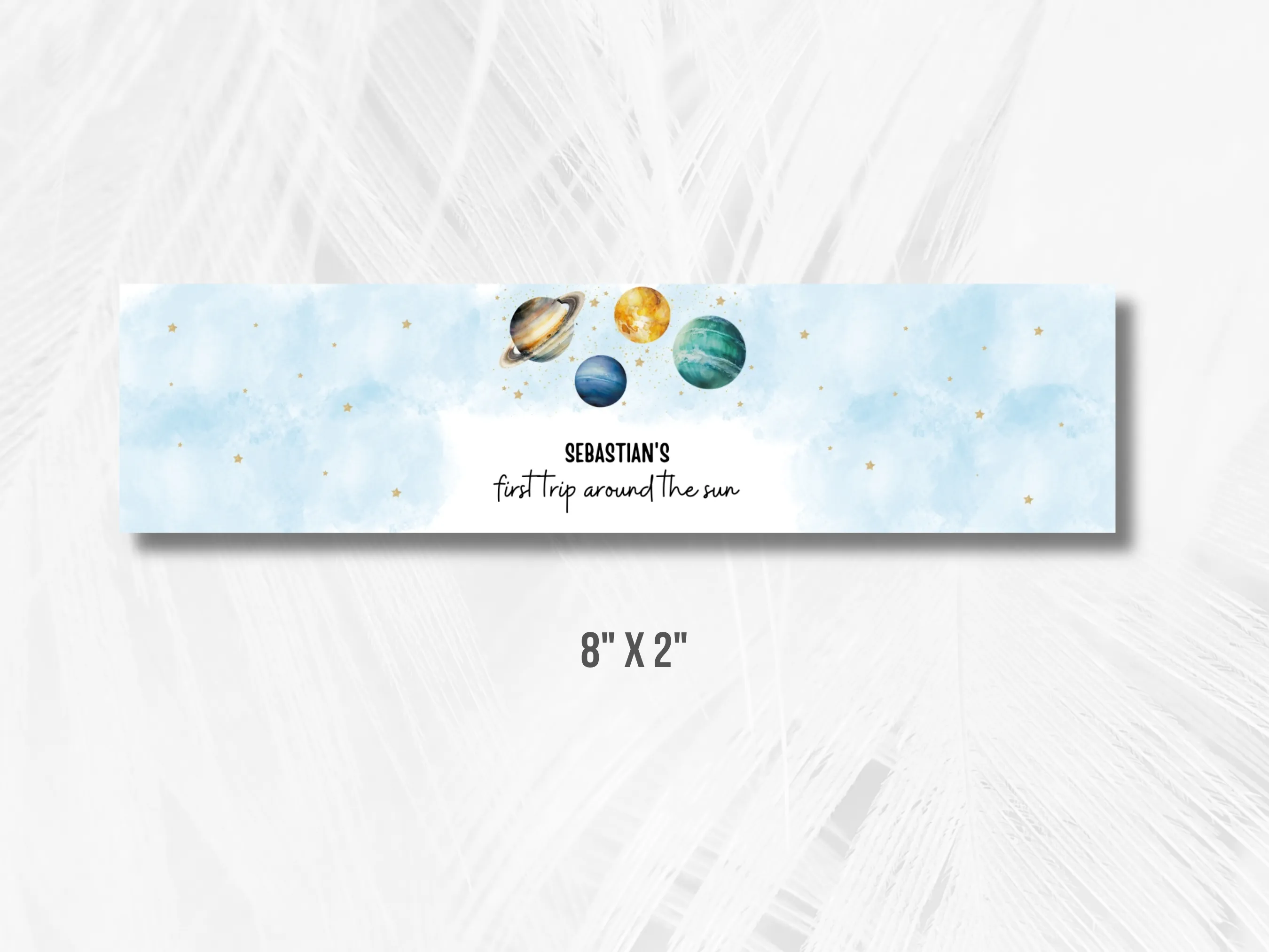 First Trip Around the Sun Water Bottle Labels | Outer Space Bottle Stickers | Space 1st Birthday Bottle Wraps | Editable Canva Template | Digital Download