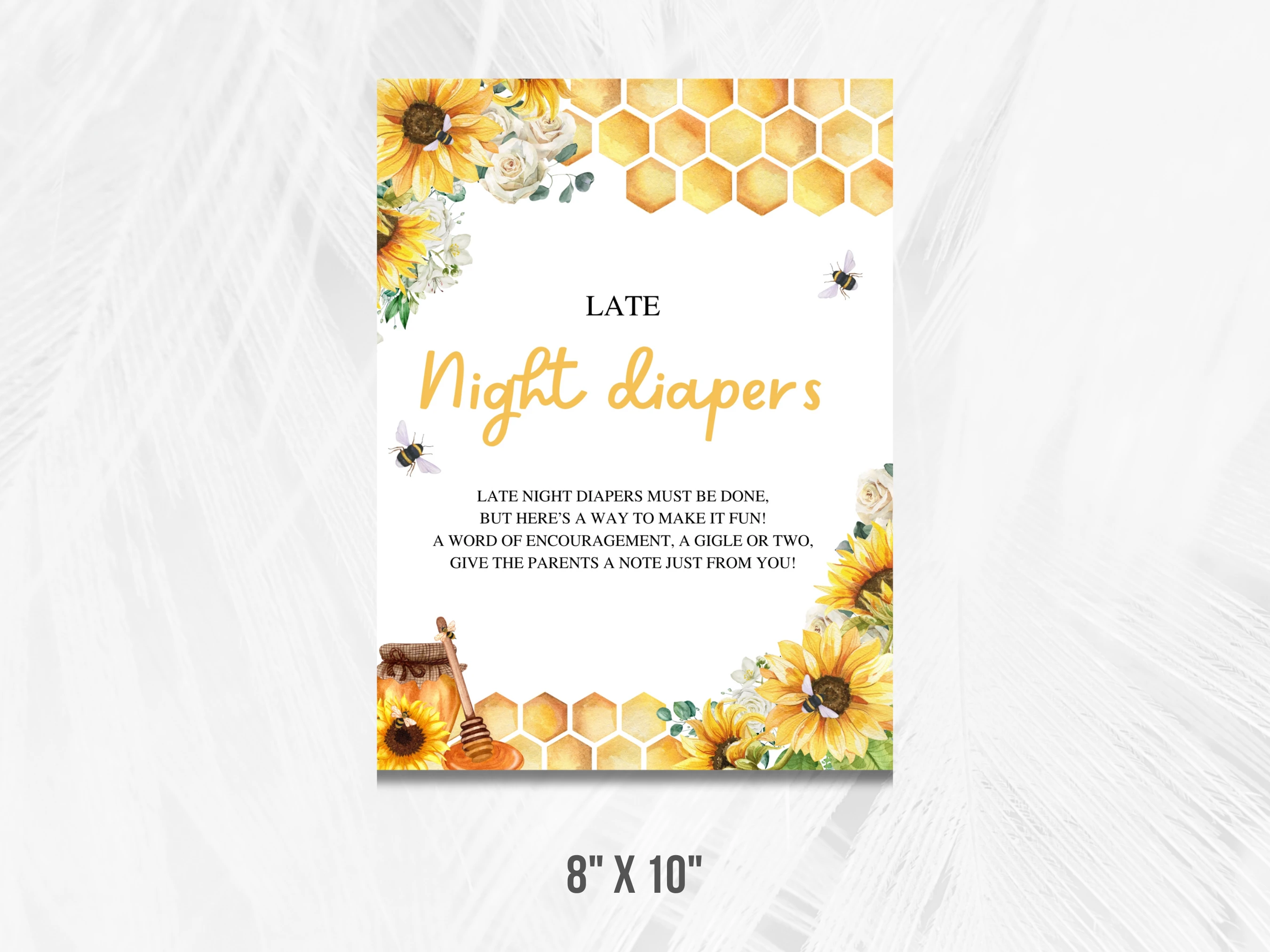 Bumble Bee Baby Shower Table Signs | Sunflower Late Night Diapers Sign | Pacifier Hunt Sign | Editable Canva Template | Digital Download