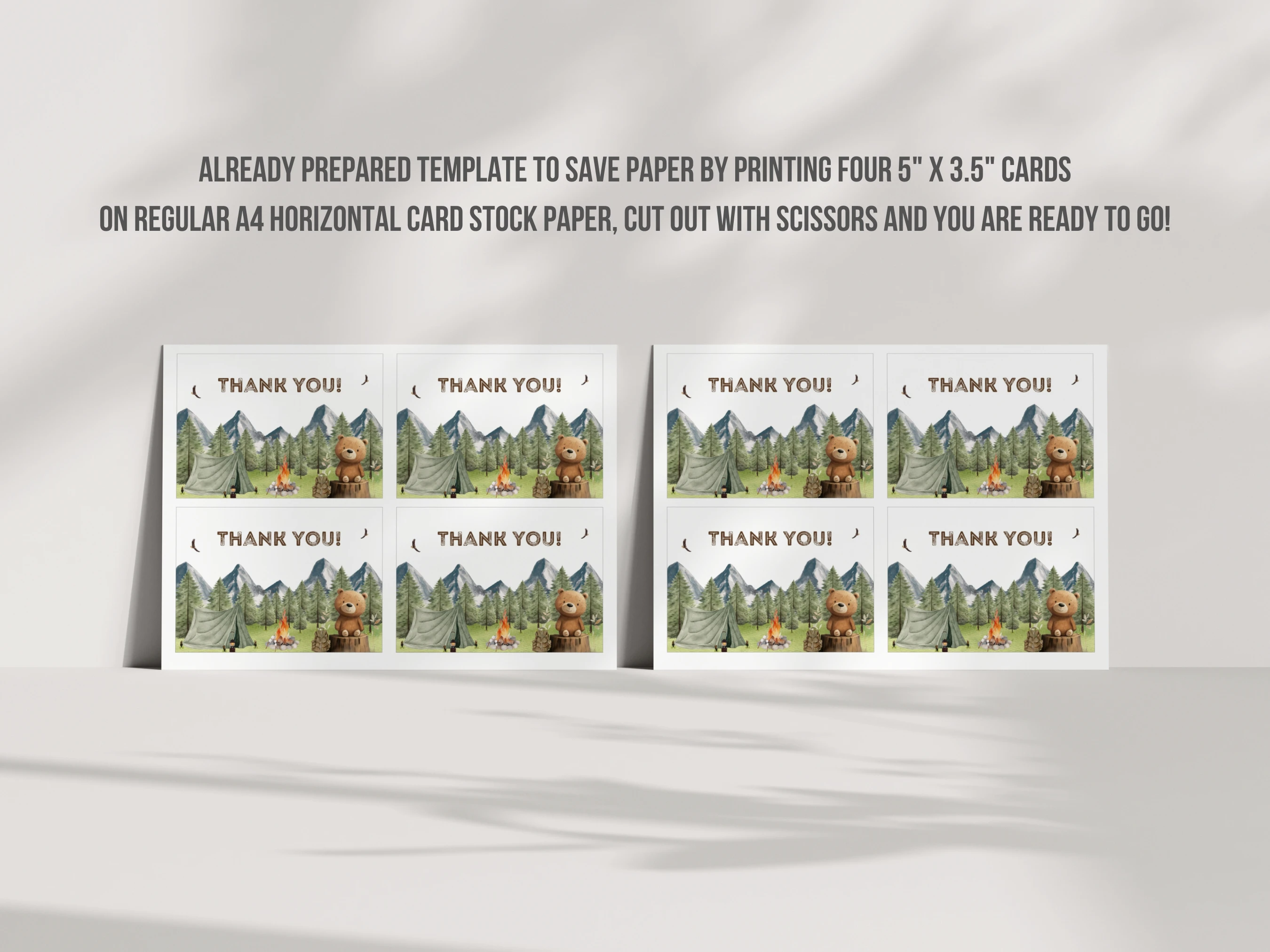 Little Camper Baby Shower Thank You Card | Woodland Adventure Awaits Baby Shower Thank You Note | Editable Canva Template | Digital Download