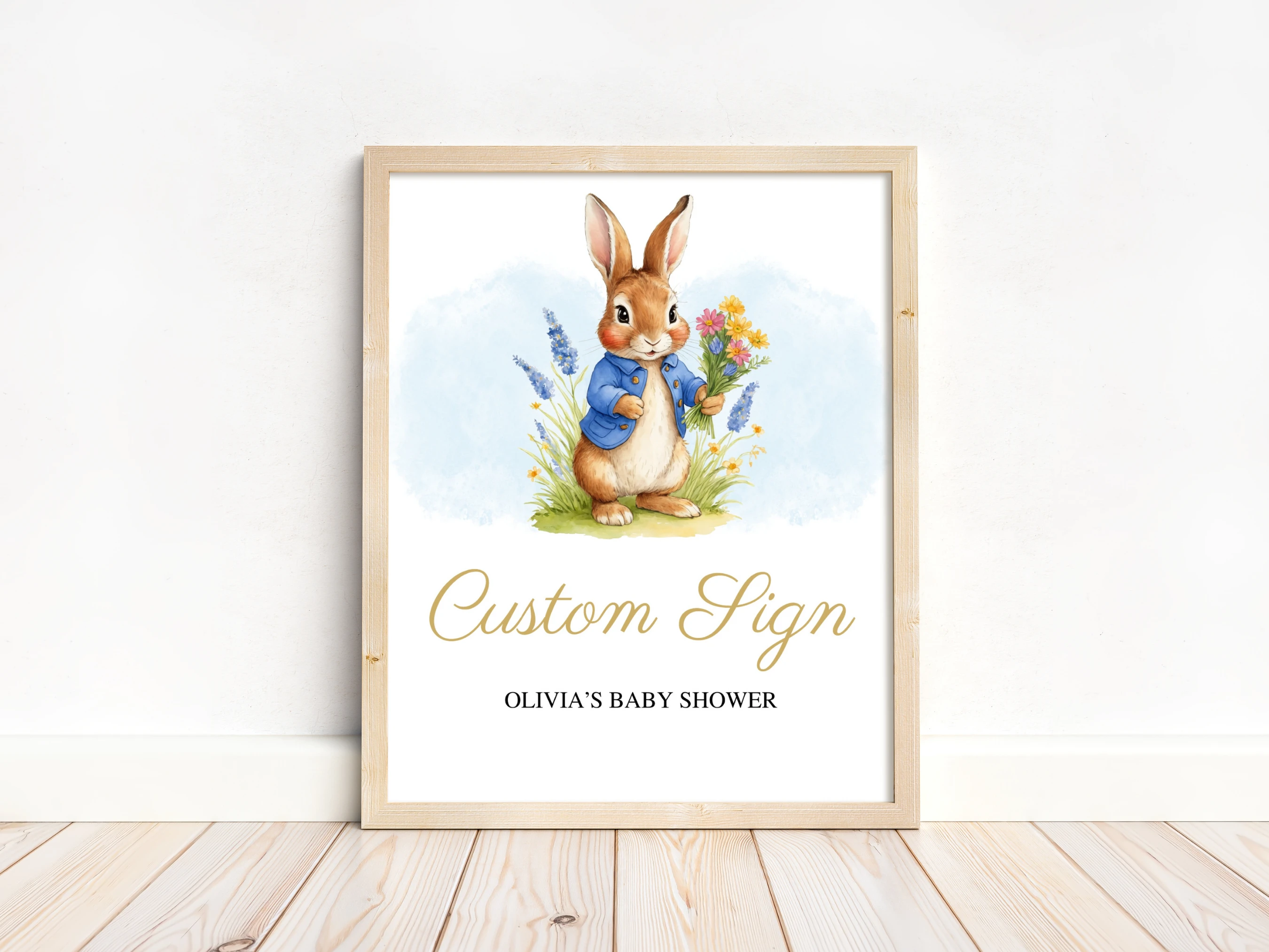 Peter Rabbit Baby Shower Table Sign | Flopsy Bunny Late Night Diapers Sign | Pacifier Hunt Sign | Editable Canva Template | Digital Download