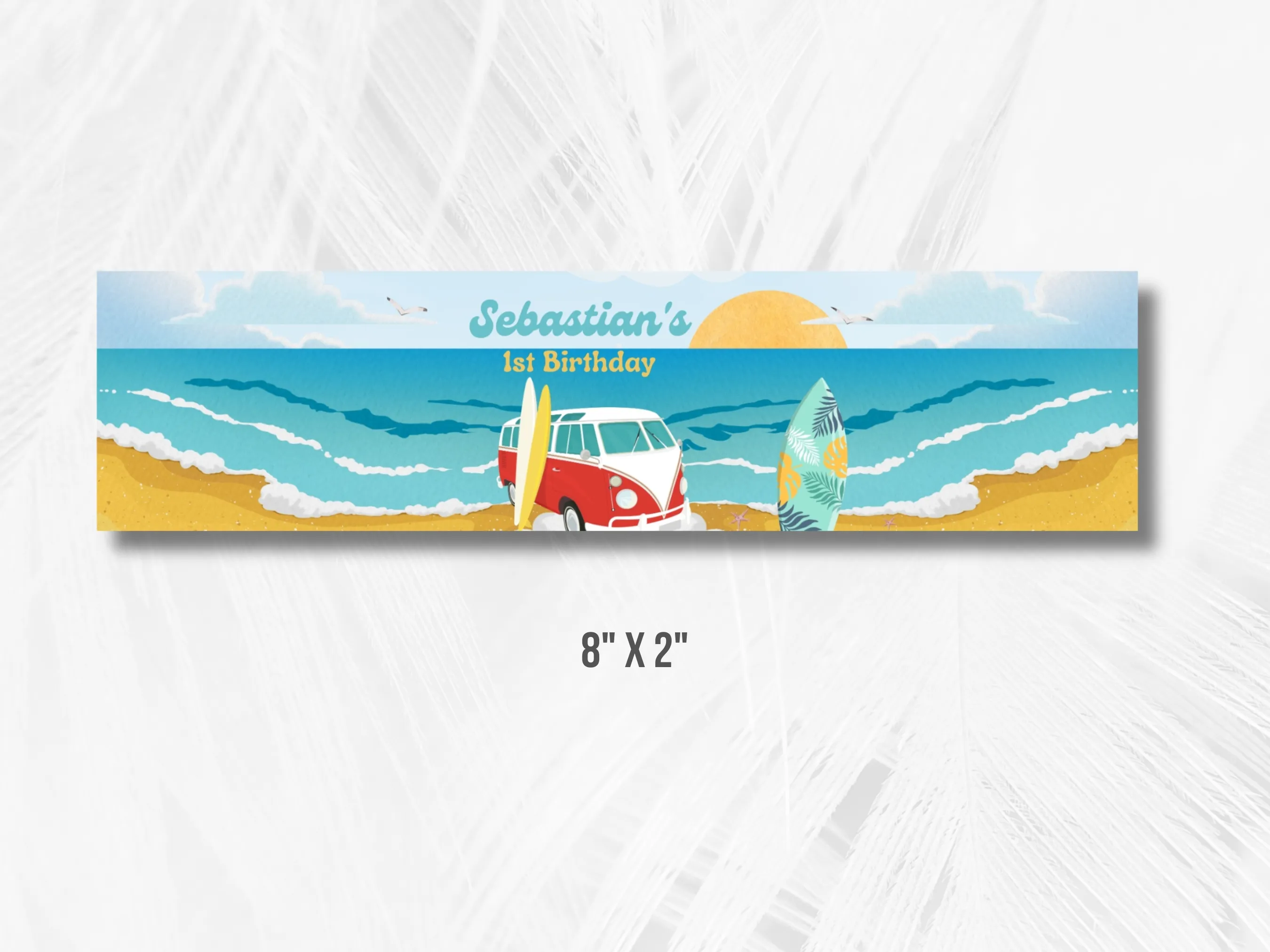 The Big One Birthday Water Bottle Labels | Surf Water Bottle Stickers | Beach Party Bottle Wraps | Editable Canva Template | Digital Download