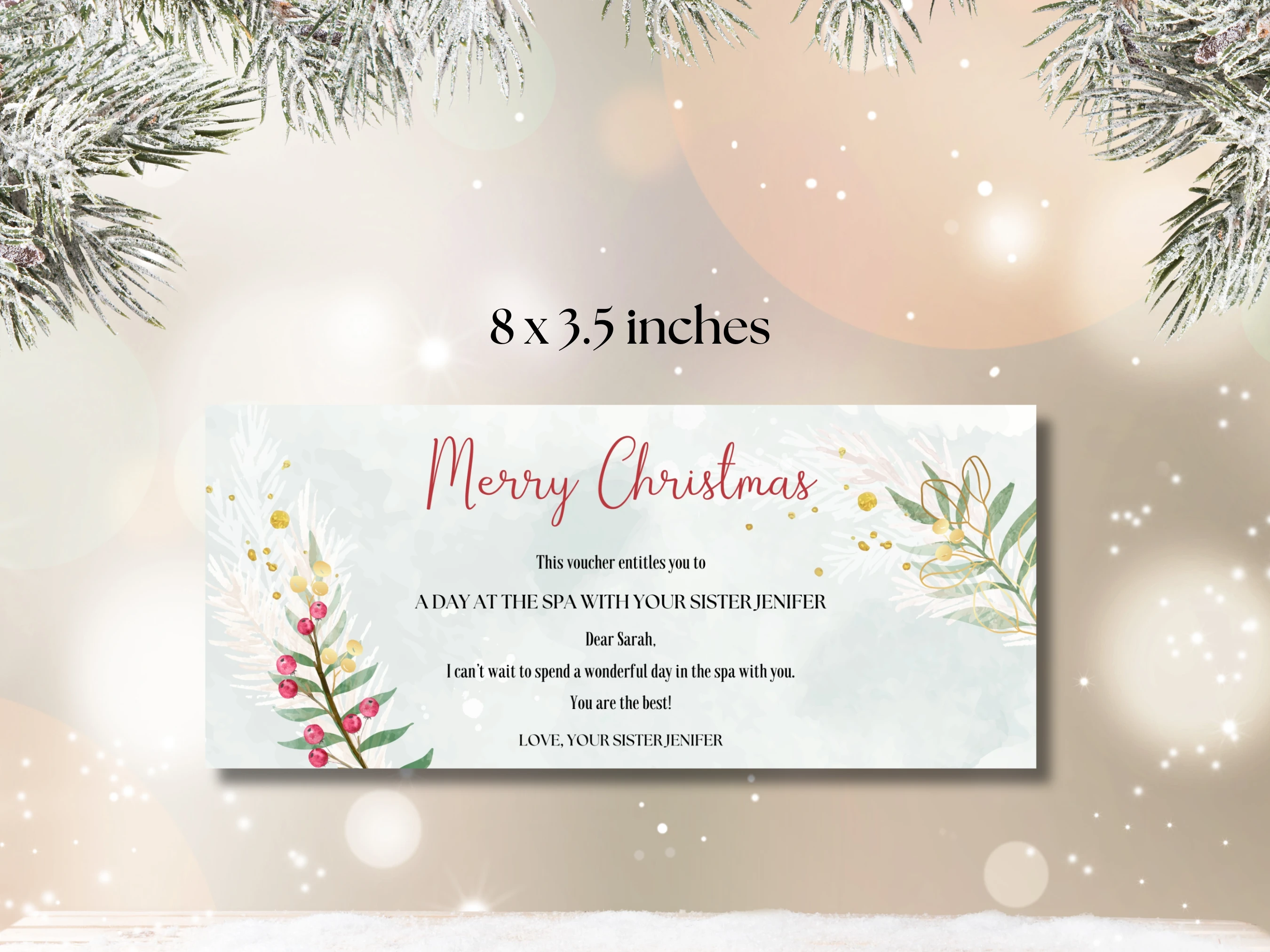 Christmas Gift Voucher Template | Elegant Holiday Gift Certificate | Editable Canva Template | Digital Download