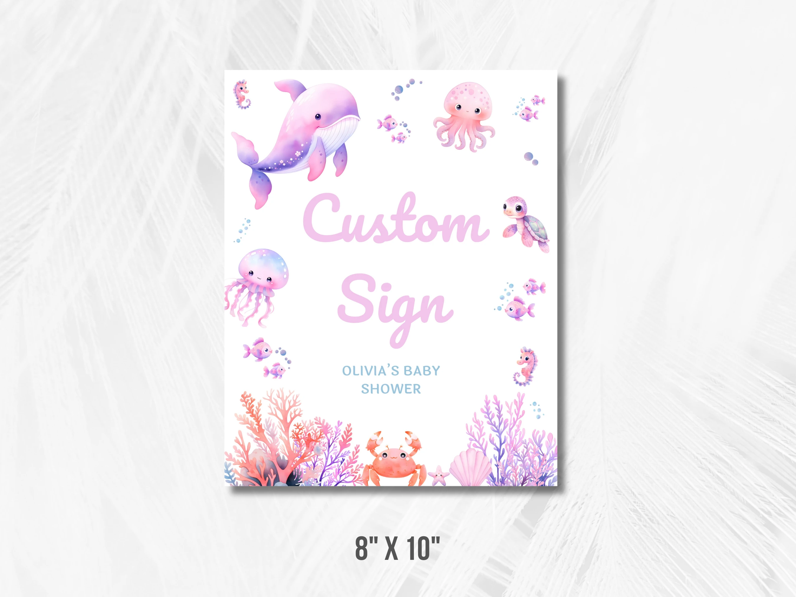Under The Sea Baby Shower Table Sign | Ocean Animals Late Night Diapers Sign | Pacifier Hunt Sign | Editable Canva Template | Digital Download