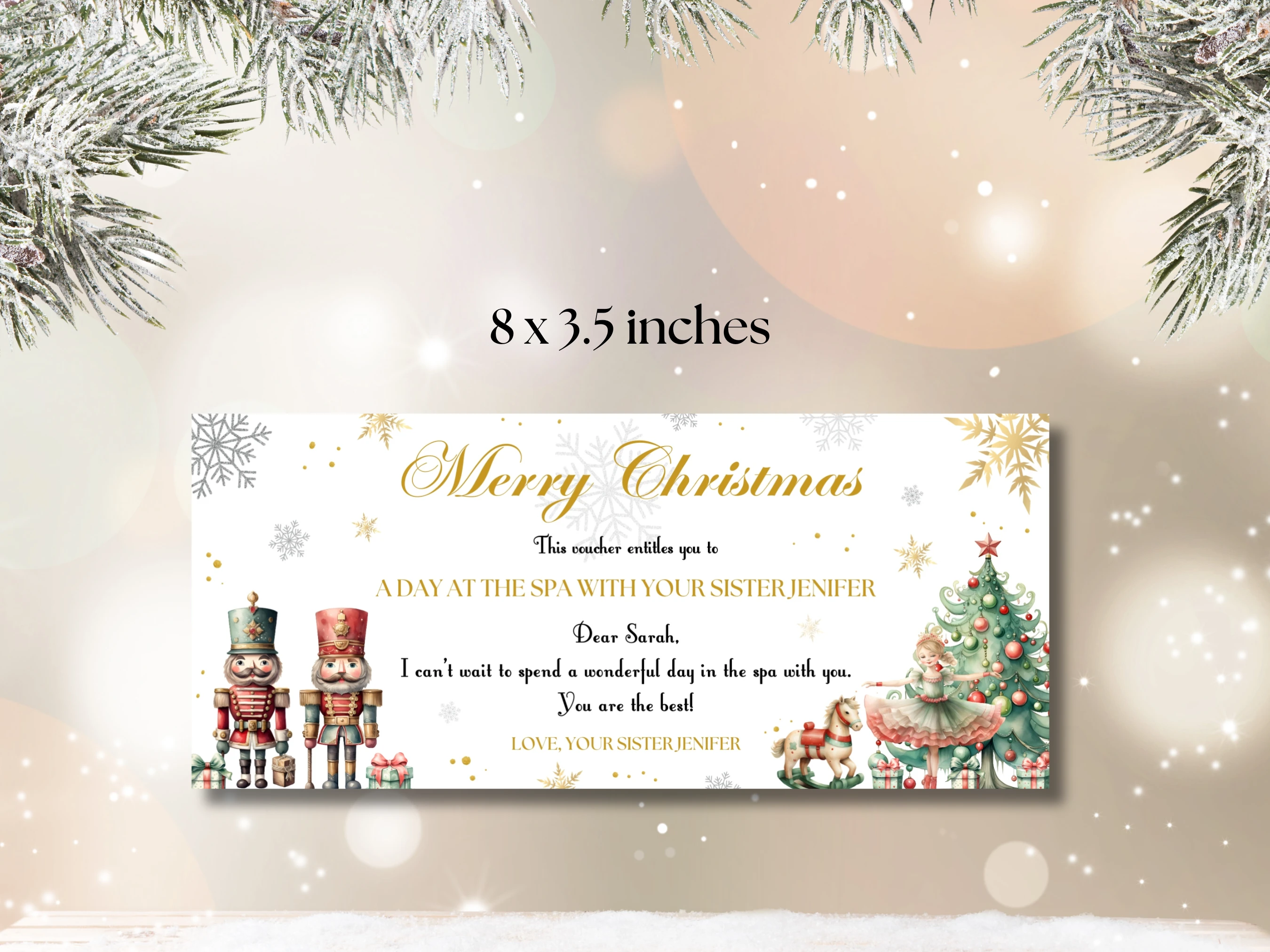 Nutcracker Christmas Gift Certificate Template | Holiday Gift Voucher | Editable Canva Template | Digital Download