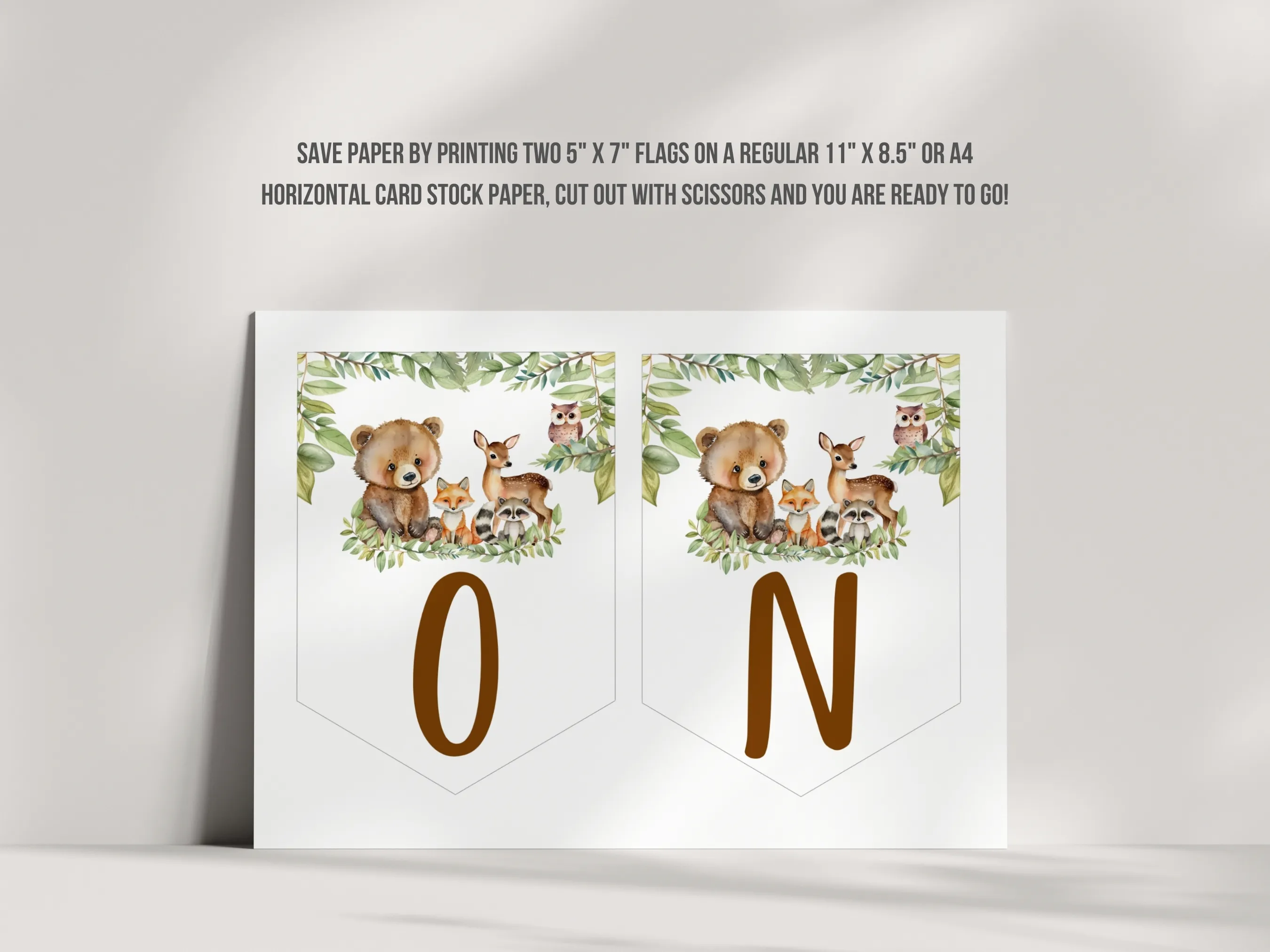 Woodland Birthday High Chair Banner | Forest Animals ONE Banner | Wild One Garland | Editable Canva Template | Digital Download