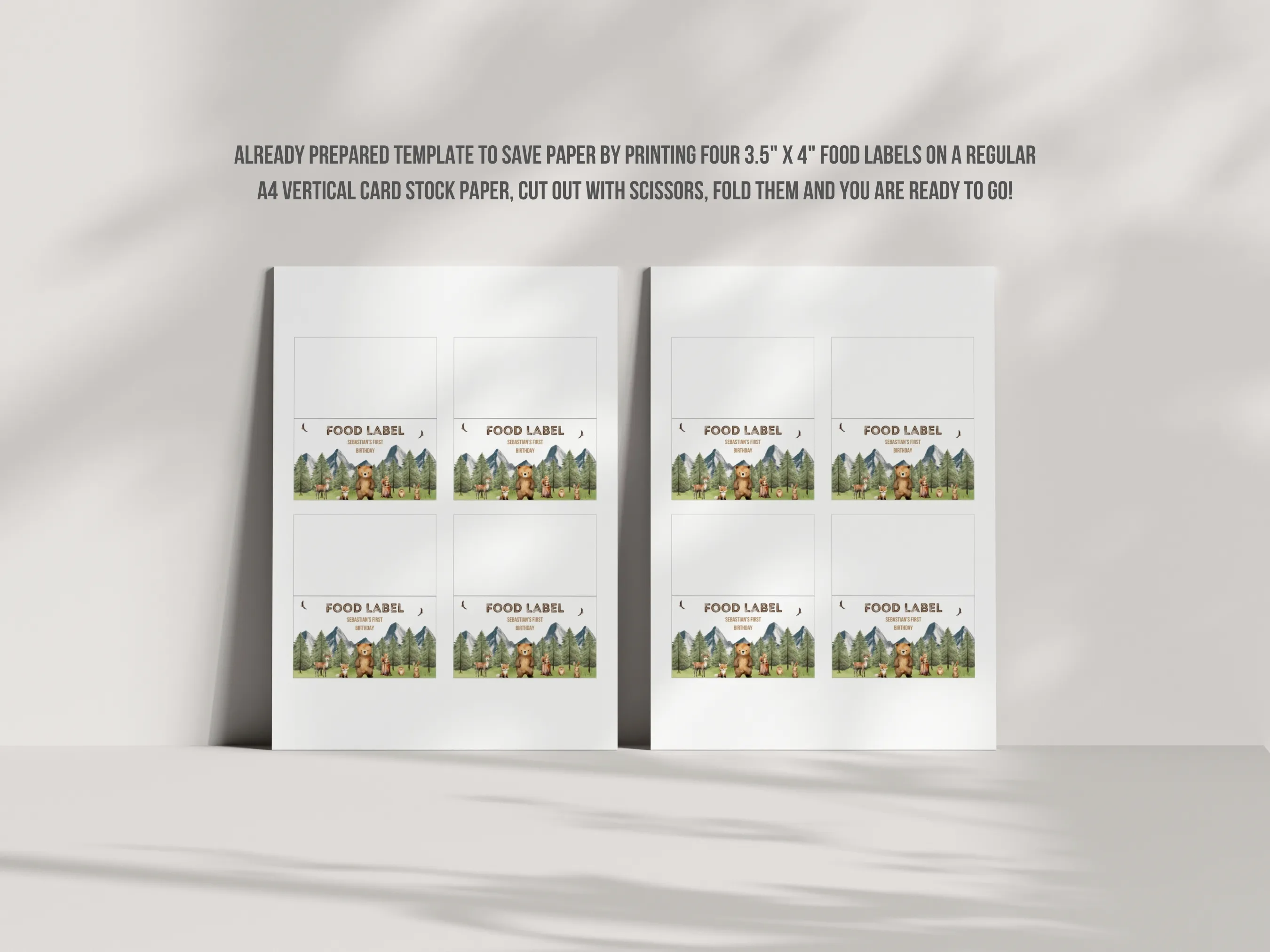 Woodland Birthday Food Tent Cards | Wild One Party Table Labels | Forest Animal Name Tags | Editable Canva Template | Digital Download