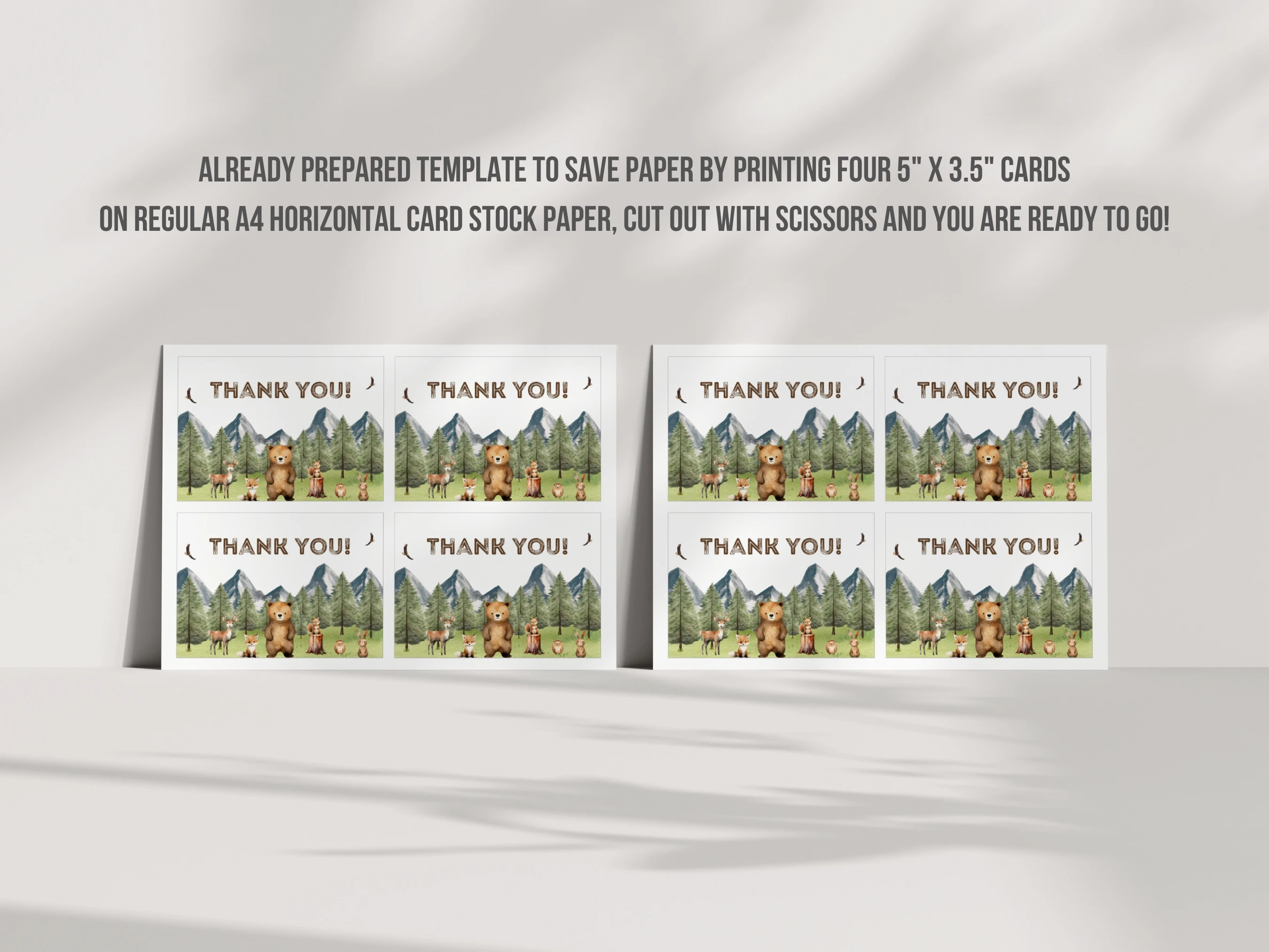 Woodland Baby Shower Thank You Card | Forest Animals Baby Shower Thank You Note | Editable Canva Template | Digital Download