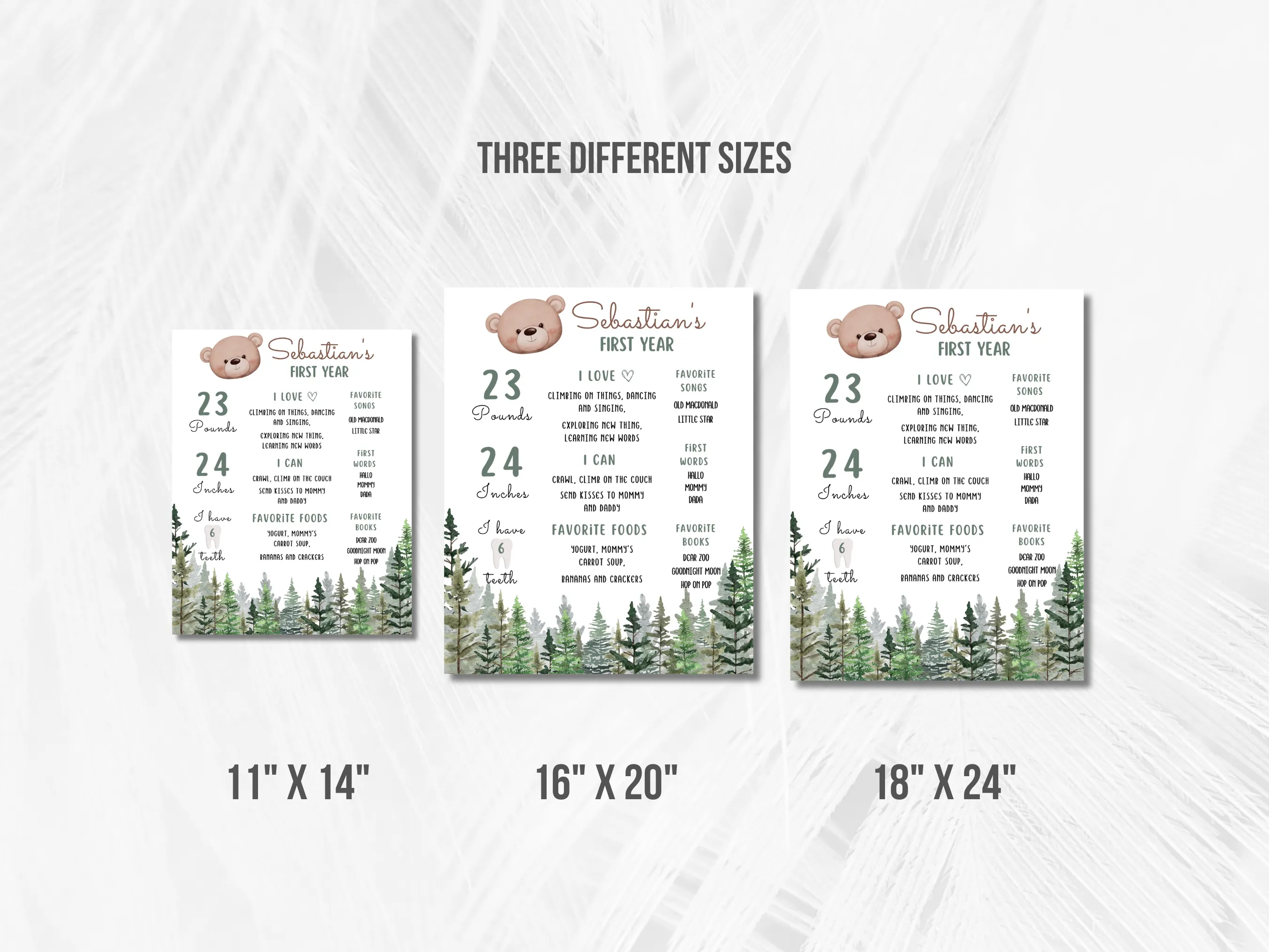 Brown Bear Birthday Milestone Board | Woodland Milestone Poster | Forest Baby Milestone Sign | 1st Birthday Party | Editable Canva Template | Digital Download