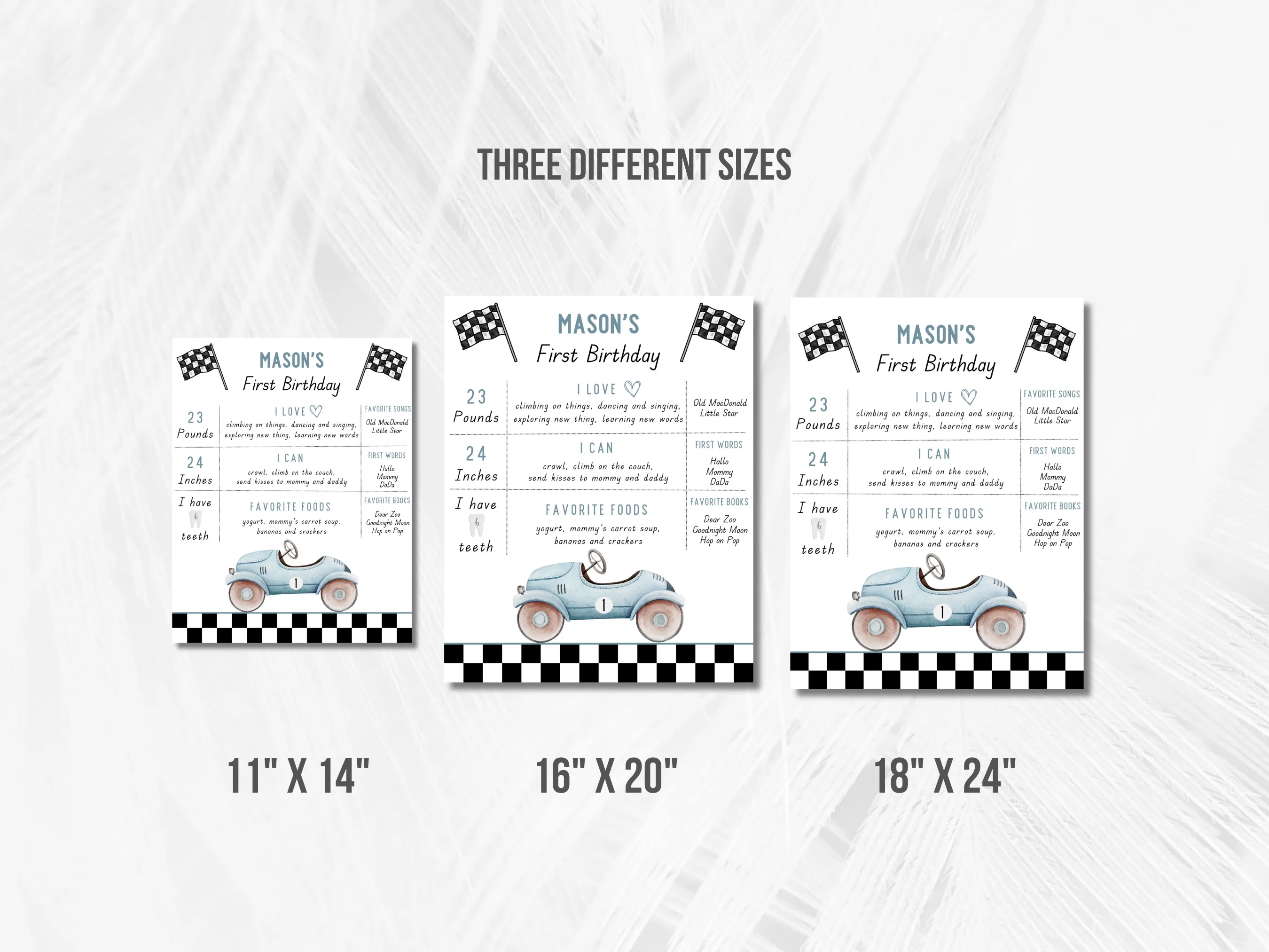 Fast One Birthday Milestone Board | Blue Vintage Race Car Milestone Poster | 1st Birthday Party | Editable Canva Template | Digital Download