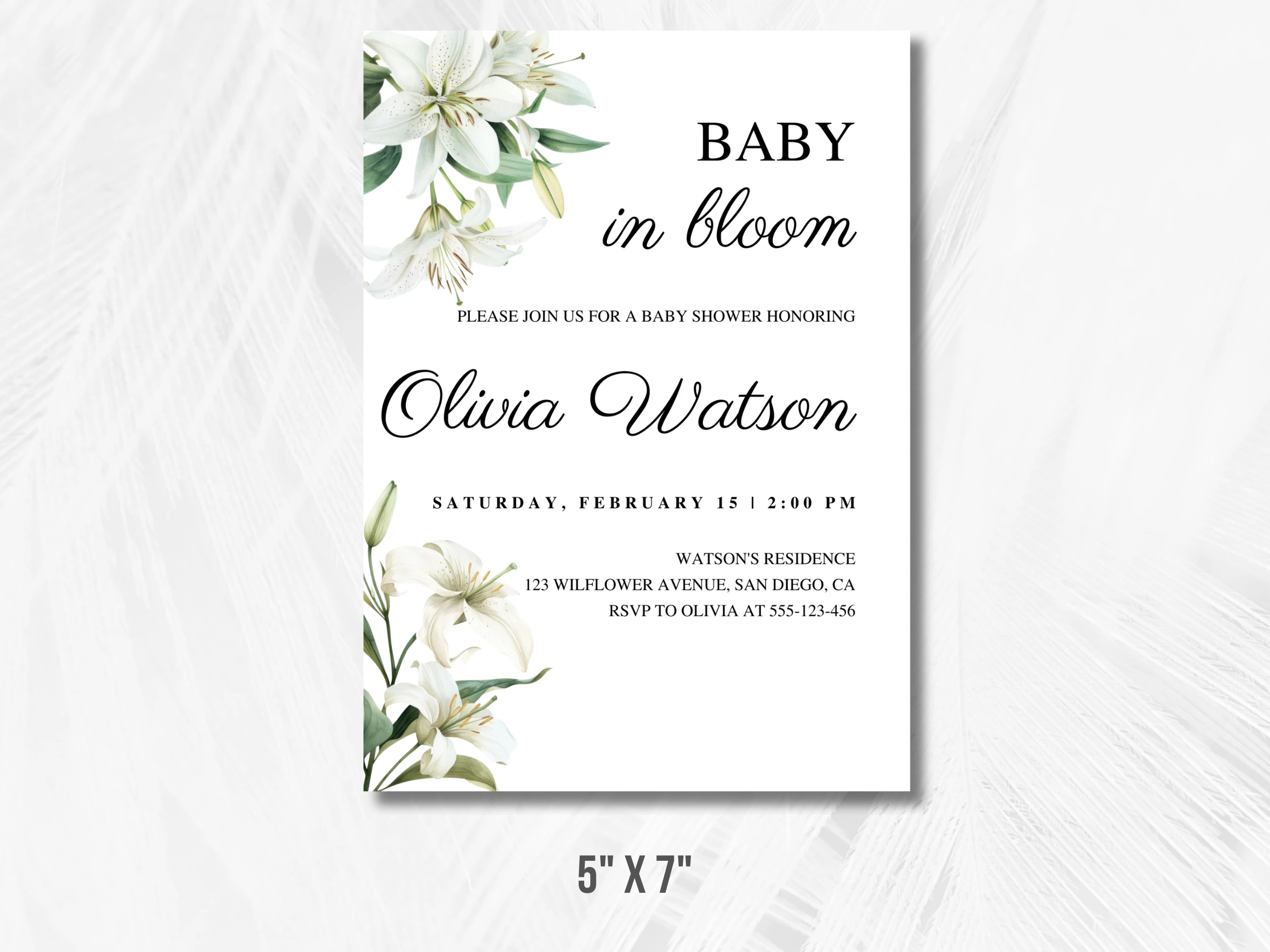 Baby In Bloom Baby Shower Invitation | Greenery Baby Shower Invite | Wildflower Baby Shower Party | Editable Canva Template | Digital Download
