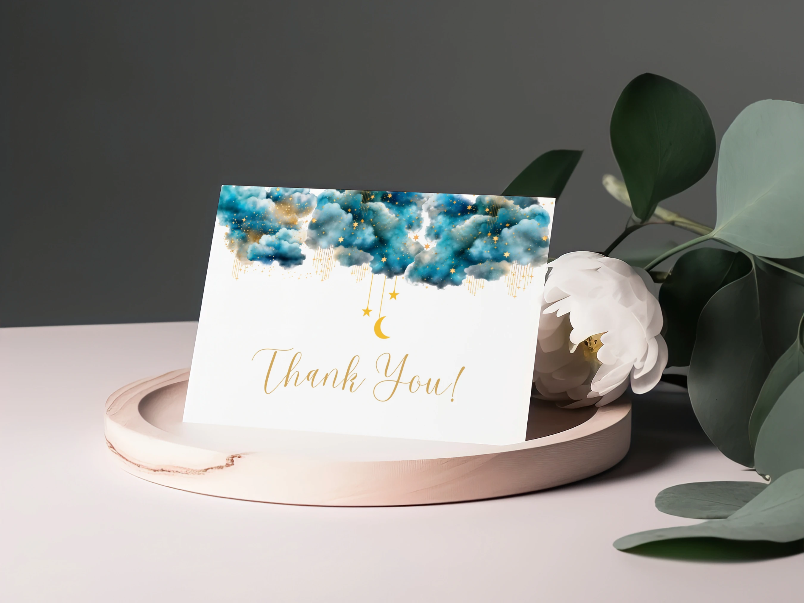 Twinkle Little Star Baby Shower Thank You Card | Over The Moon Baby Shower Thank You Note | Editable Canva Template | Digital Download