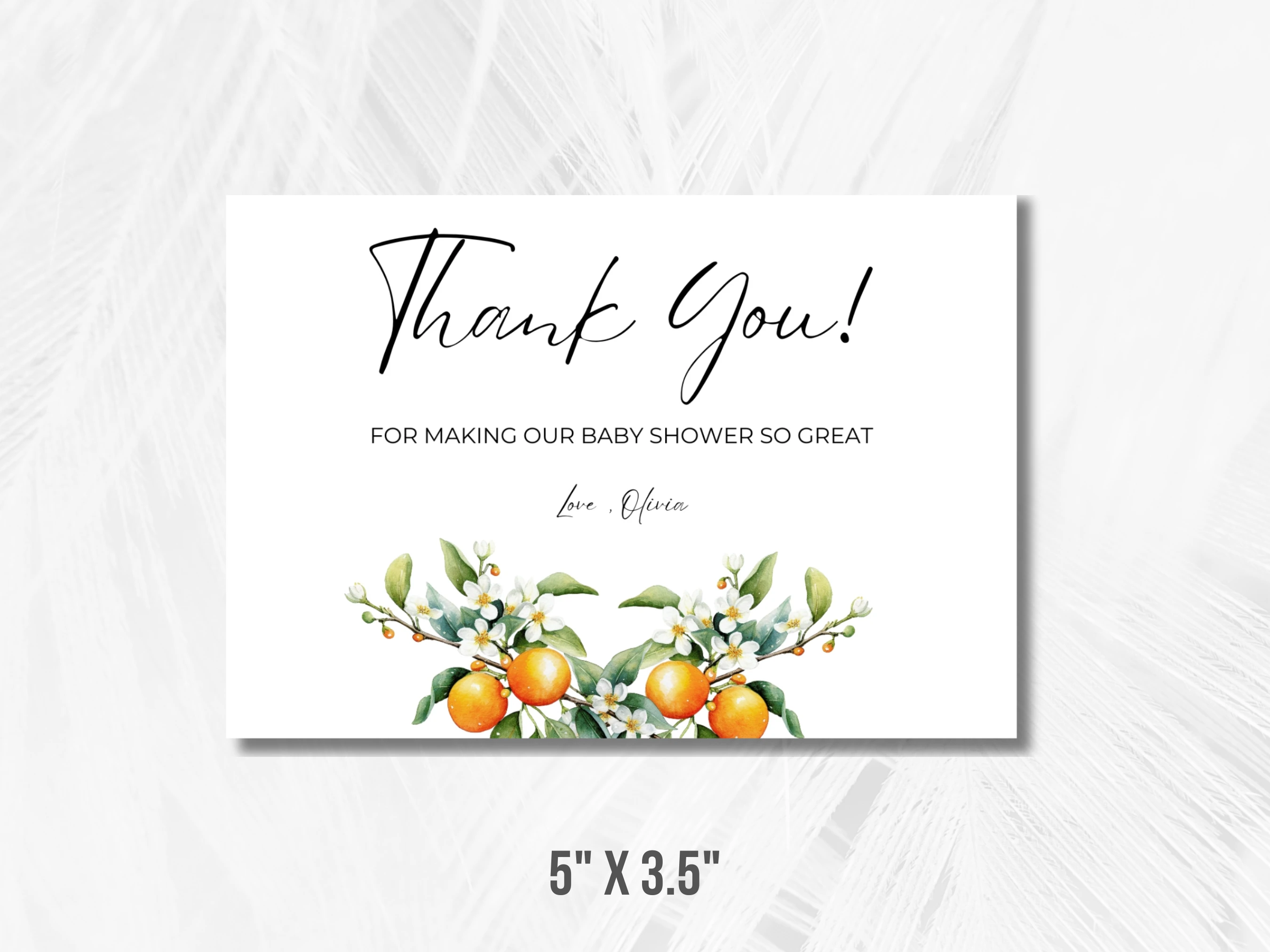 Little Cutie Baby Shower Thank You Card | Orange Baby Shower Thank You Note | Editable Canva Template | Digital Download