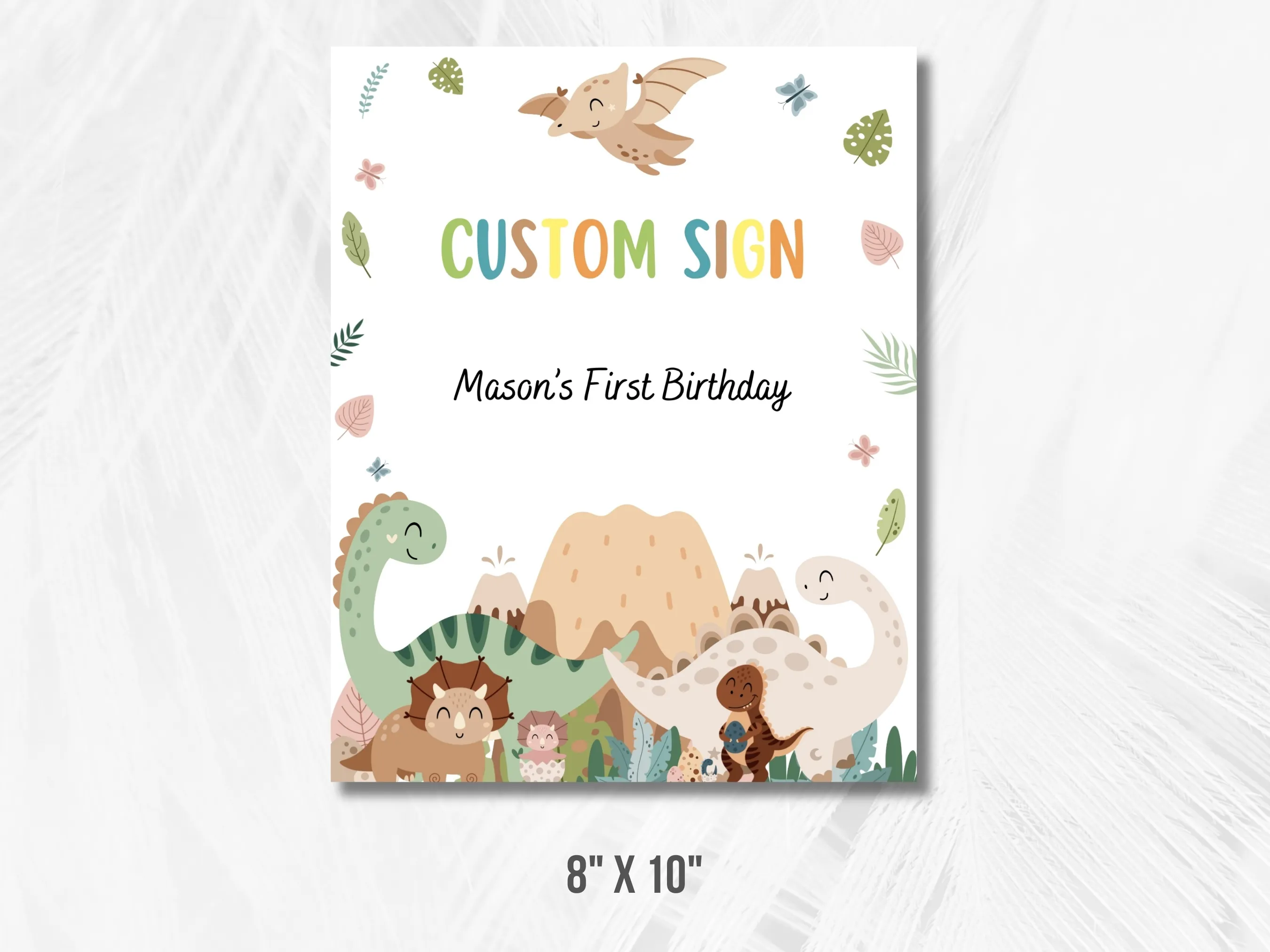 Baby Boy Dinosaur Birthday Gift Table Sign | Dino Party Birthday Cookie Table Sign | Editable Canva Template | Digital Download