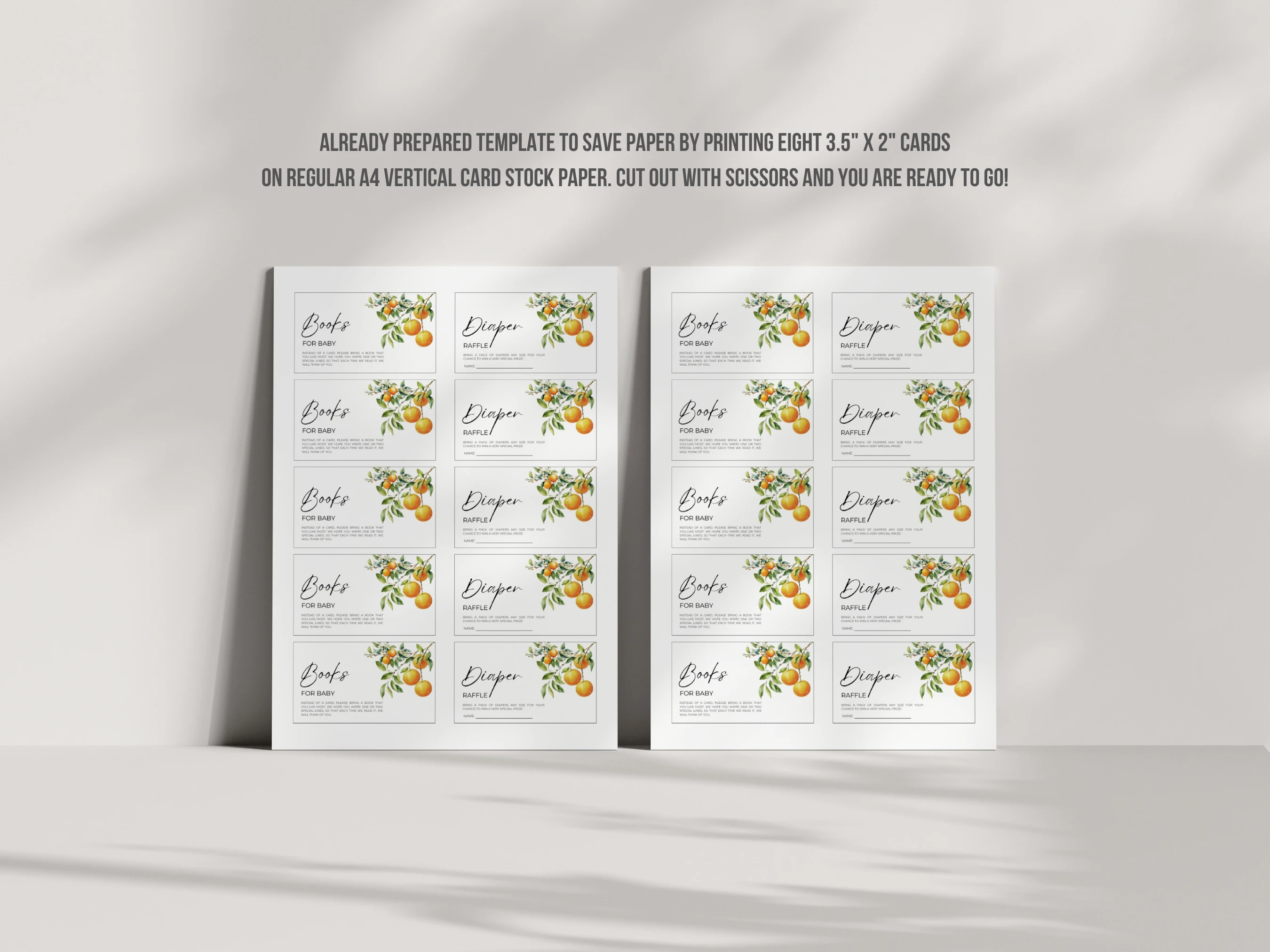 Little Cutie Baby Shower Diaper Raffle Card | Orange Books For Baby Card | Editable Canva Template | Digital Download