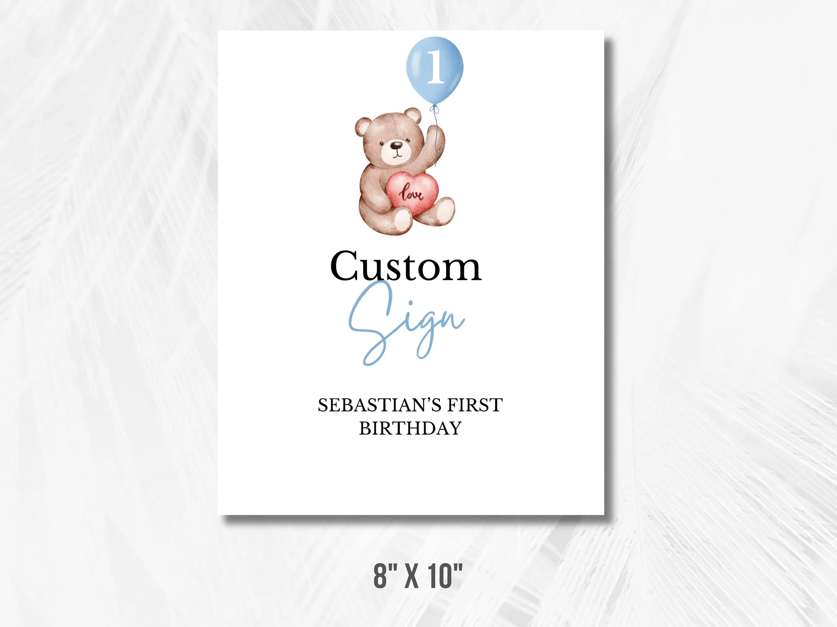 Cute Teddy Bear Birthday Cookie Table Sign | Beary First Birthday Gift Table Sign | Editable Canva Template | Digital Download
