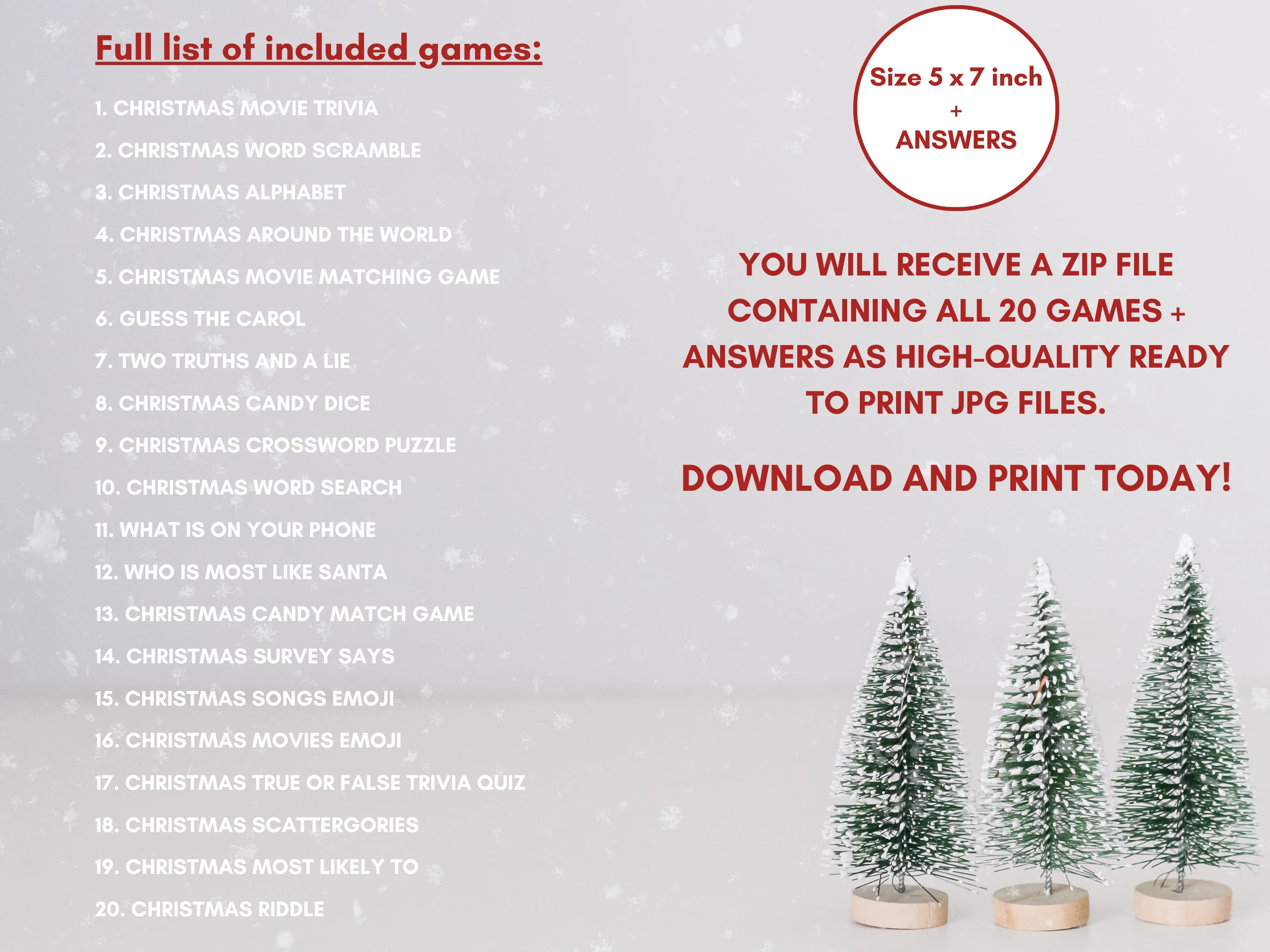 Nutcracker Christmas Games Bundle | 20 Printable Family Party Games | Ready-to-Print Games | Digital Download